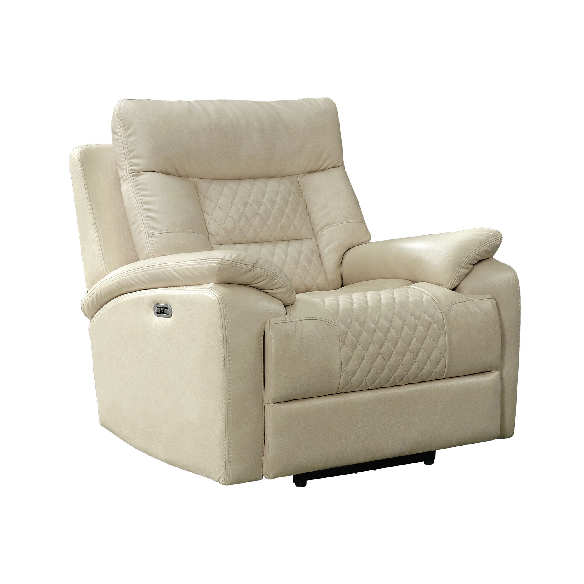 Elements Trinidad Power Recliner with Power Motion Head Recliner in Pebble Cream