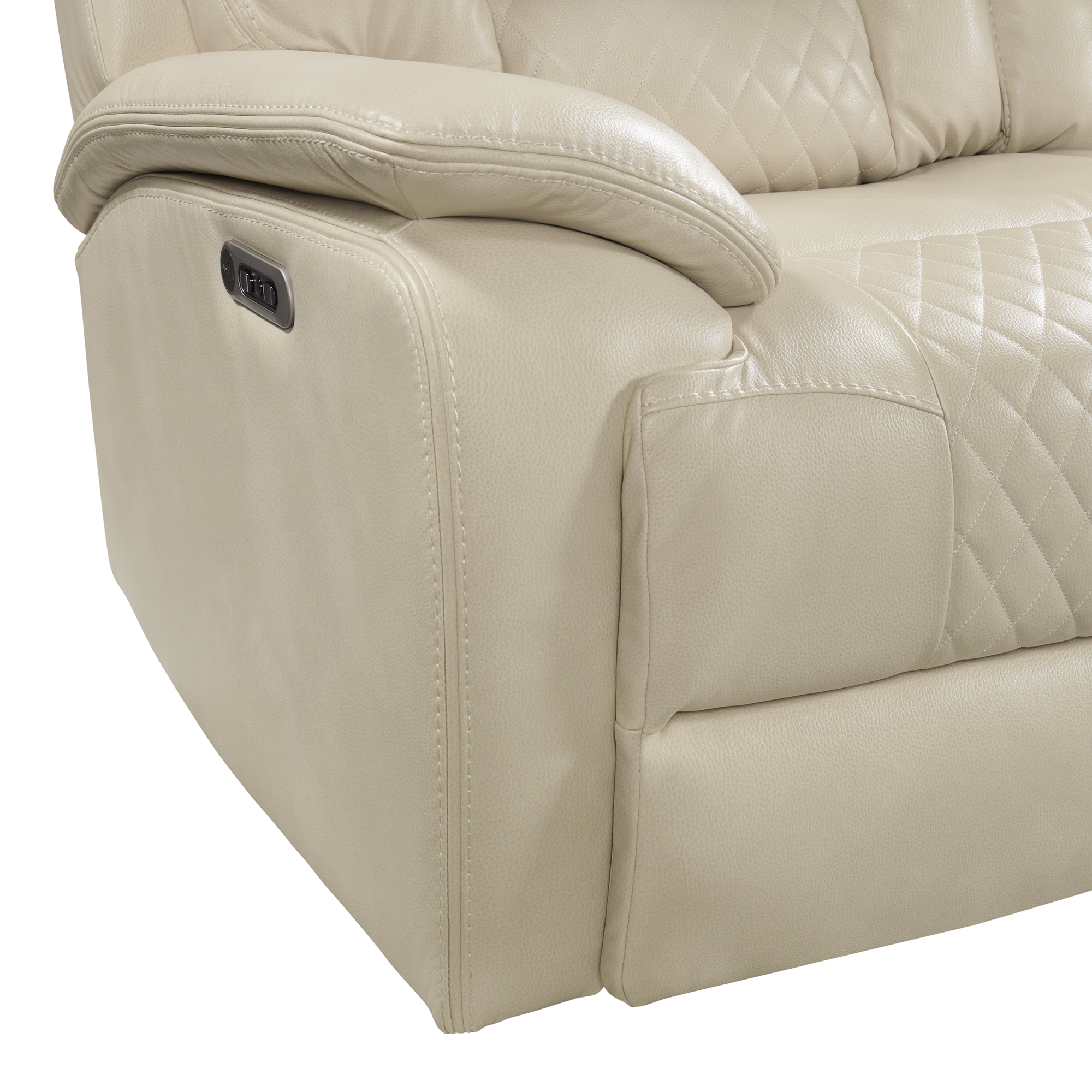 Model: U-4760-8201-305PP | Elements Trinidad Power Motion Sofa with Power Motion Head Recliner in Pebble Cream