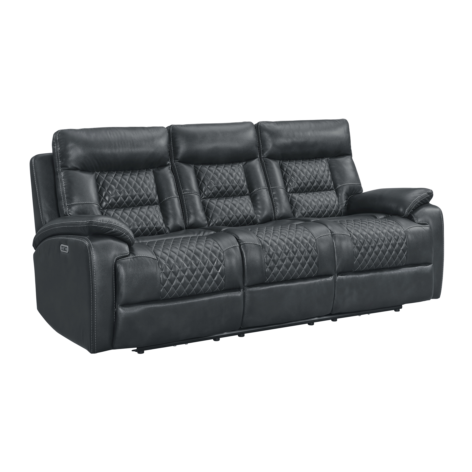 Elements Trinidad Power Motion Sofa with Power Motion Head Recliner in Pebble Grey