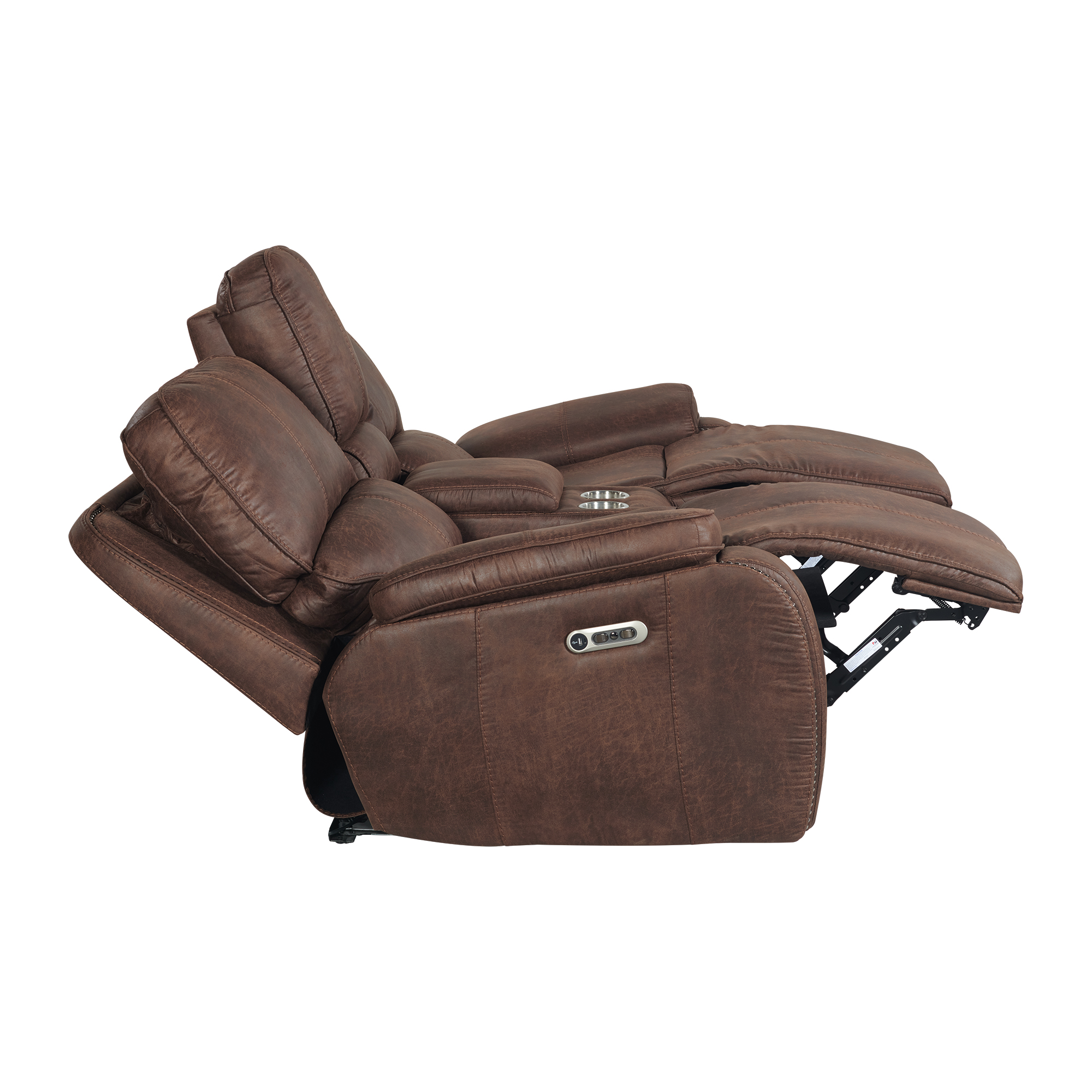 Model: U-5230-8640-285PP | Elements Atlantis Power Motion Loveseat with Power Motion Head Recliner & Console in Heritage Brown