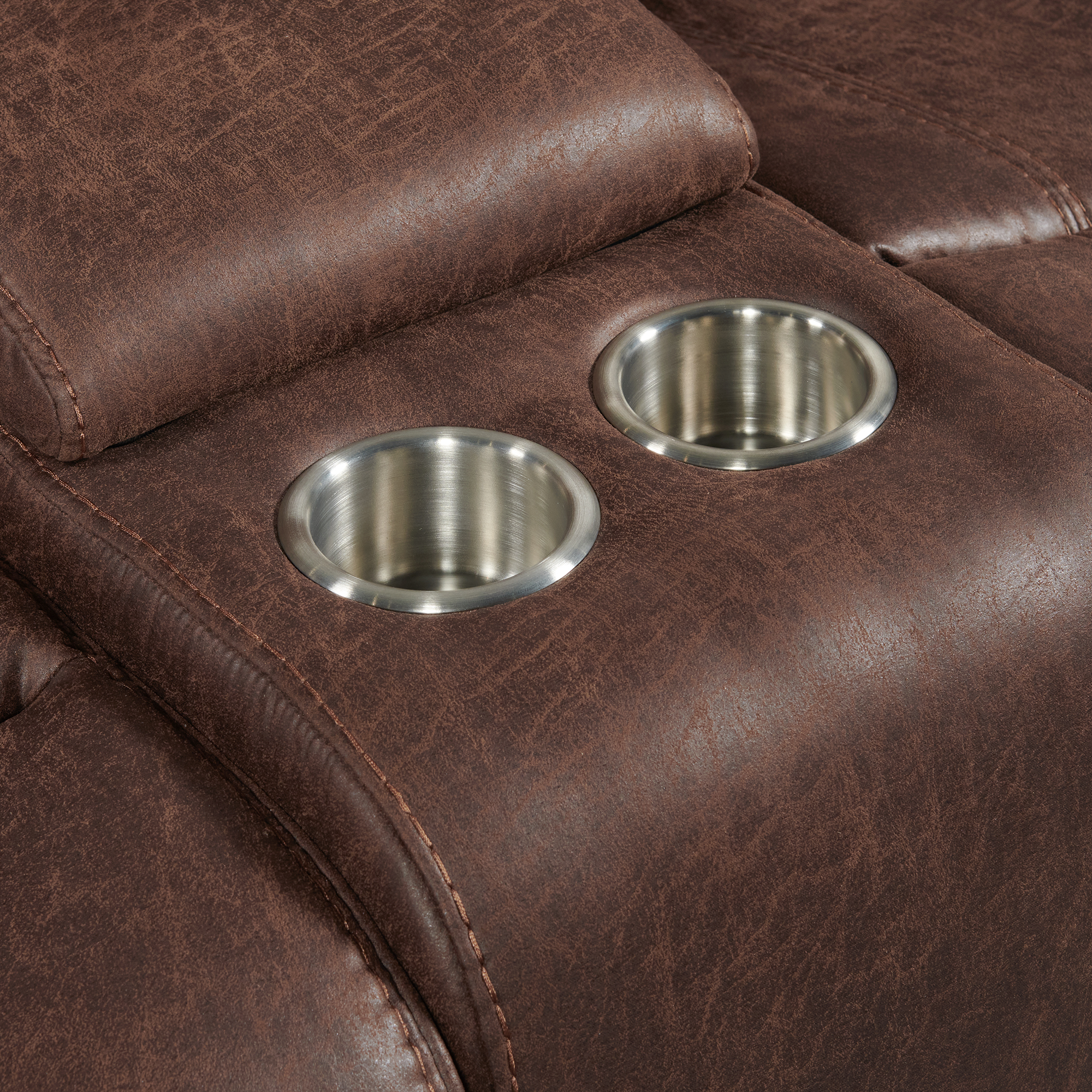 Model: U-5230-8640-285PP | Elements Atlantis Power Motion Loveseat with Power Motion Head Recliner & Console in Heritage Brown