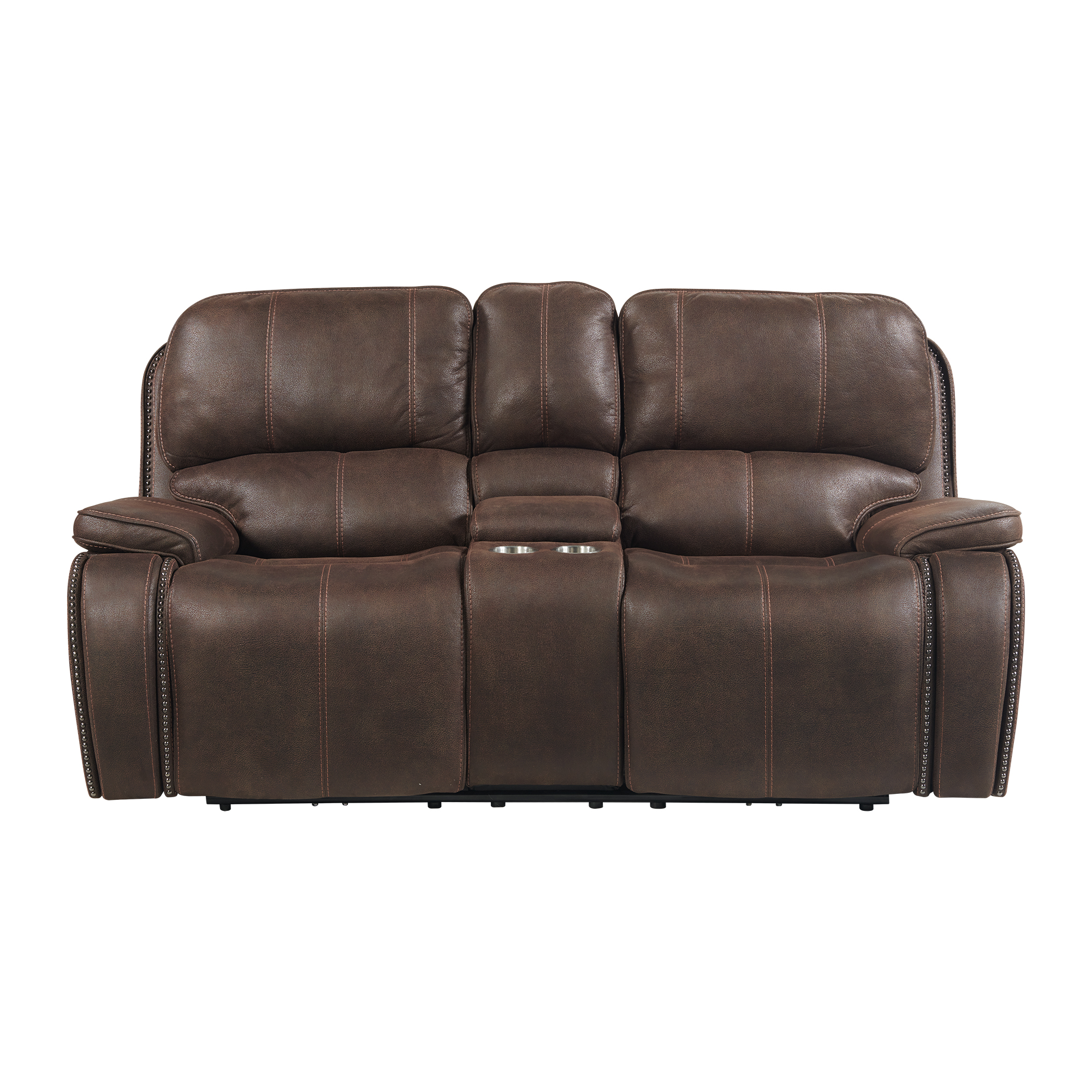 Model: U-5230-8641-285PP | Elements Atlantis Power Motion Loveseat with Power Headrest & Console in Heritage Coffee