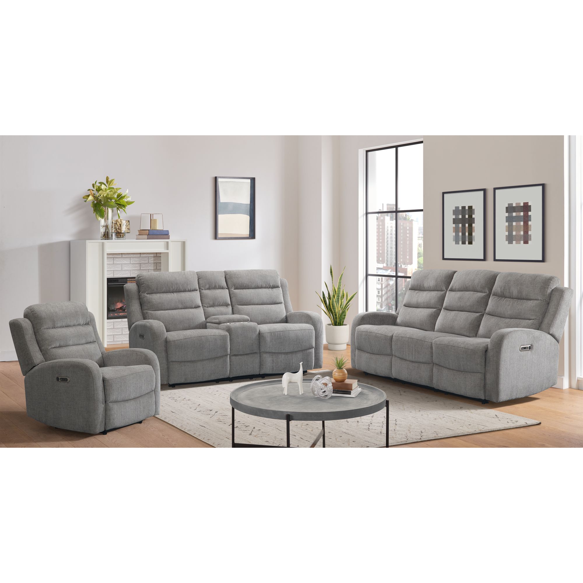 Model: U-5260-8650-105PP | Elements Avanti Power Recliner with Power Motion Head Recliner in Whiskers Nature Grey