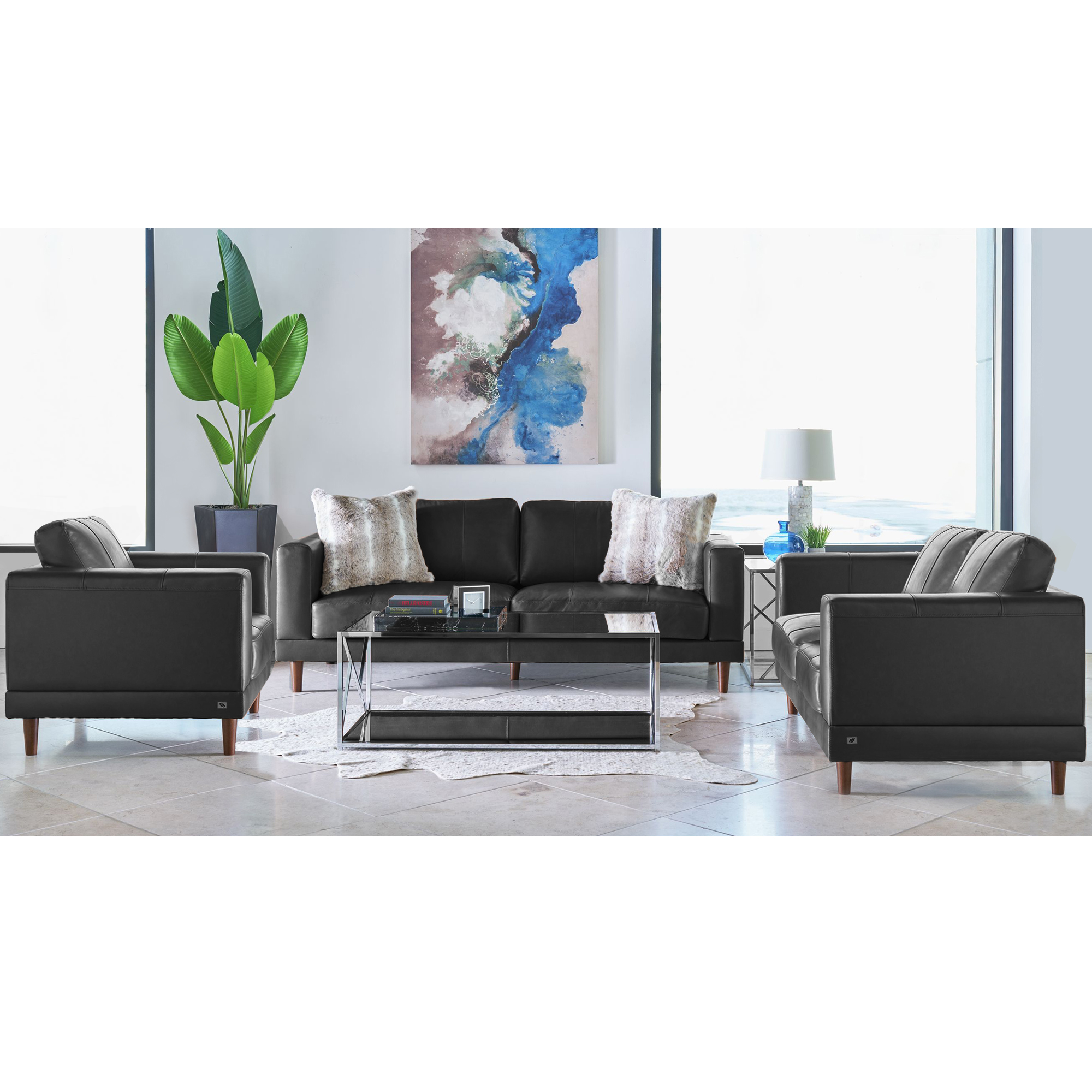 Model: UHT3782200 | Elements Hampton Loveseat in Fiero Charcoal (Top Grain / PVC)