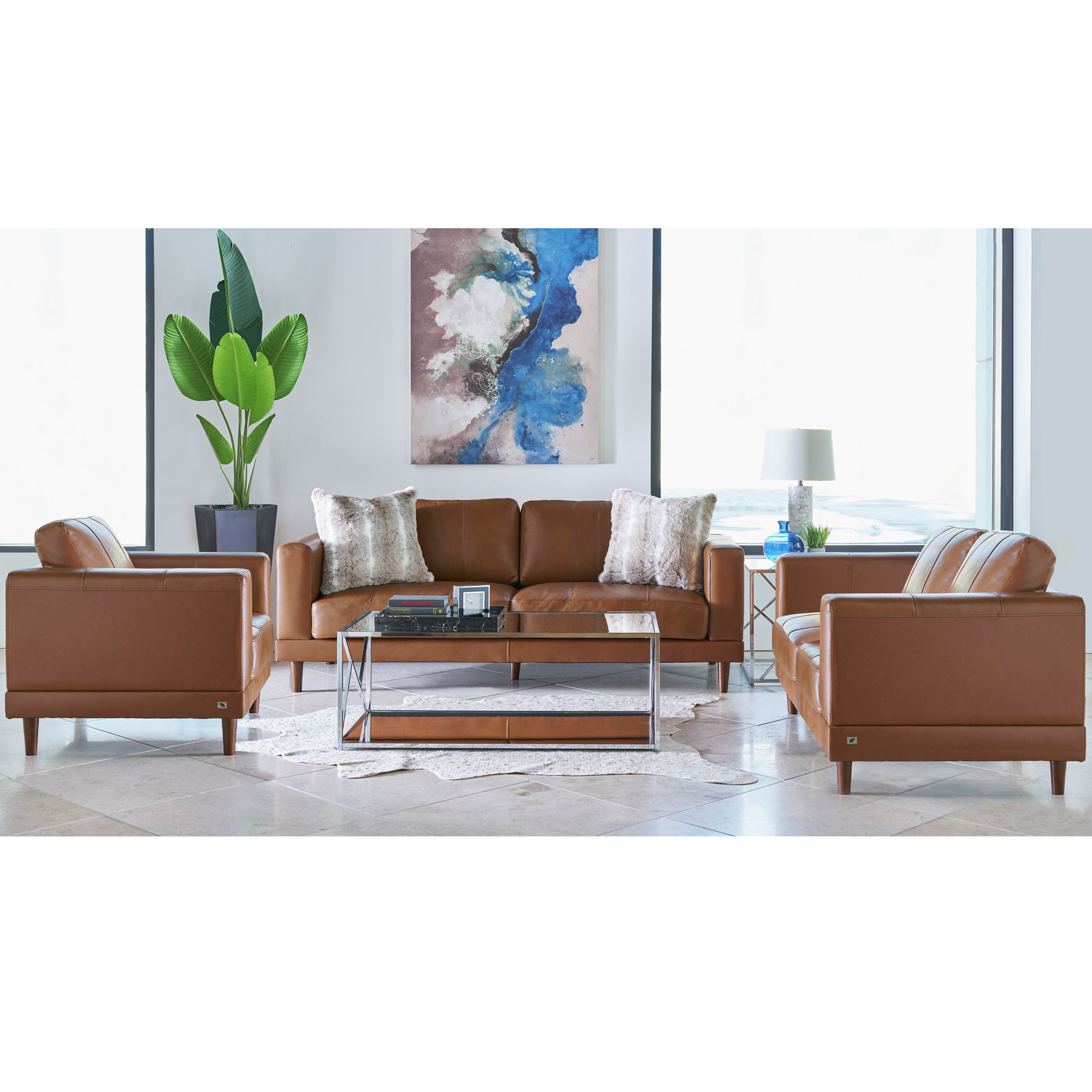 Model: UHT3783300 | Elements Hampton Sofa in Fiero Tan (Top Grain/PVC)