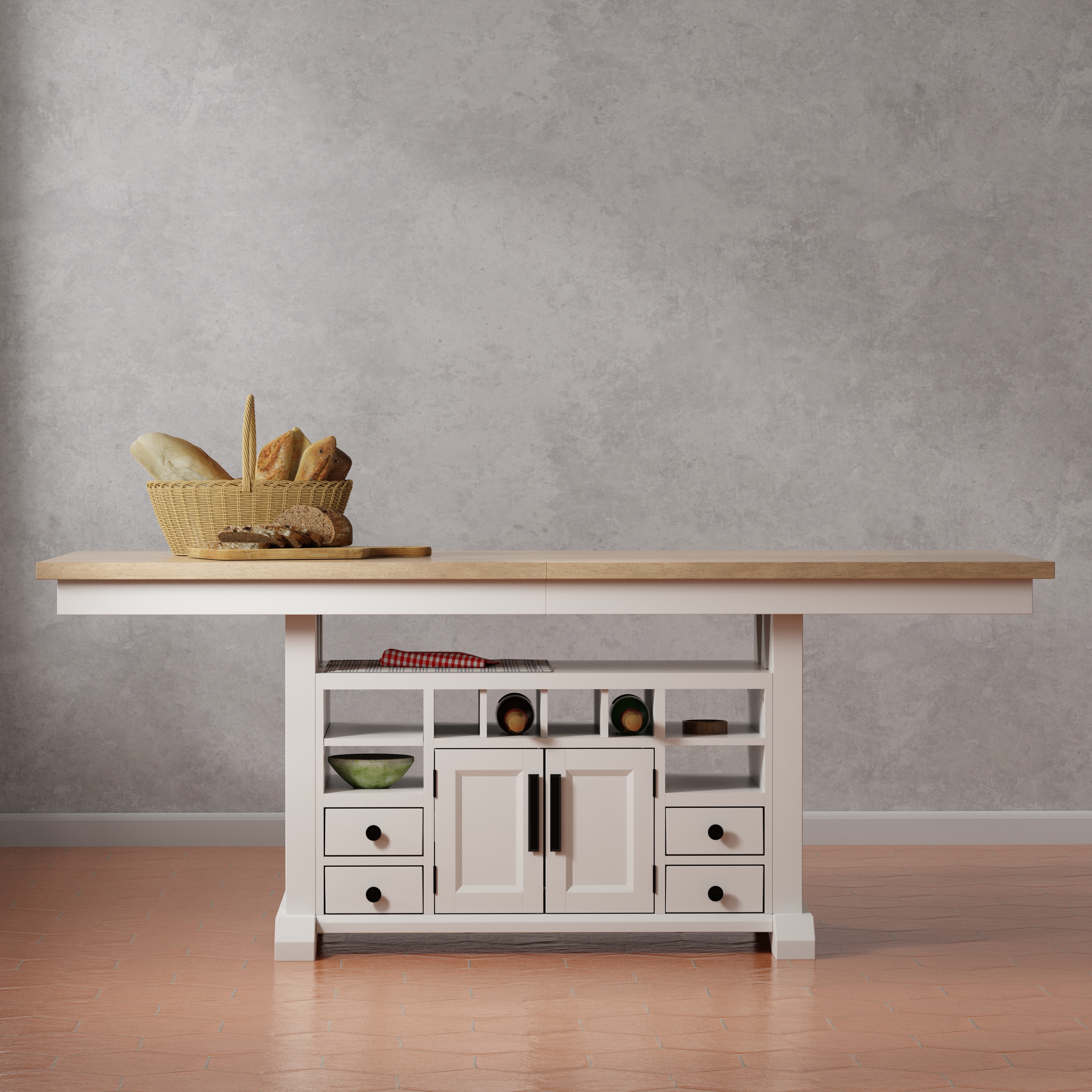 Model: DAME-7PC-72CTR-2226-COT | Parker House Americana Modern Dining Island Counter Height Table with 6 upholstered chairs