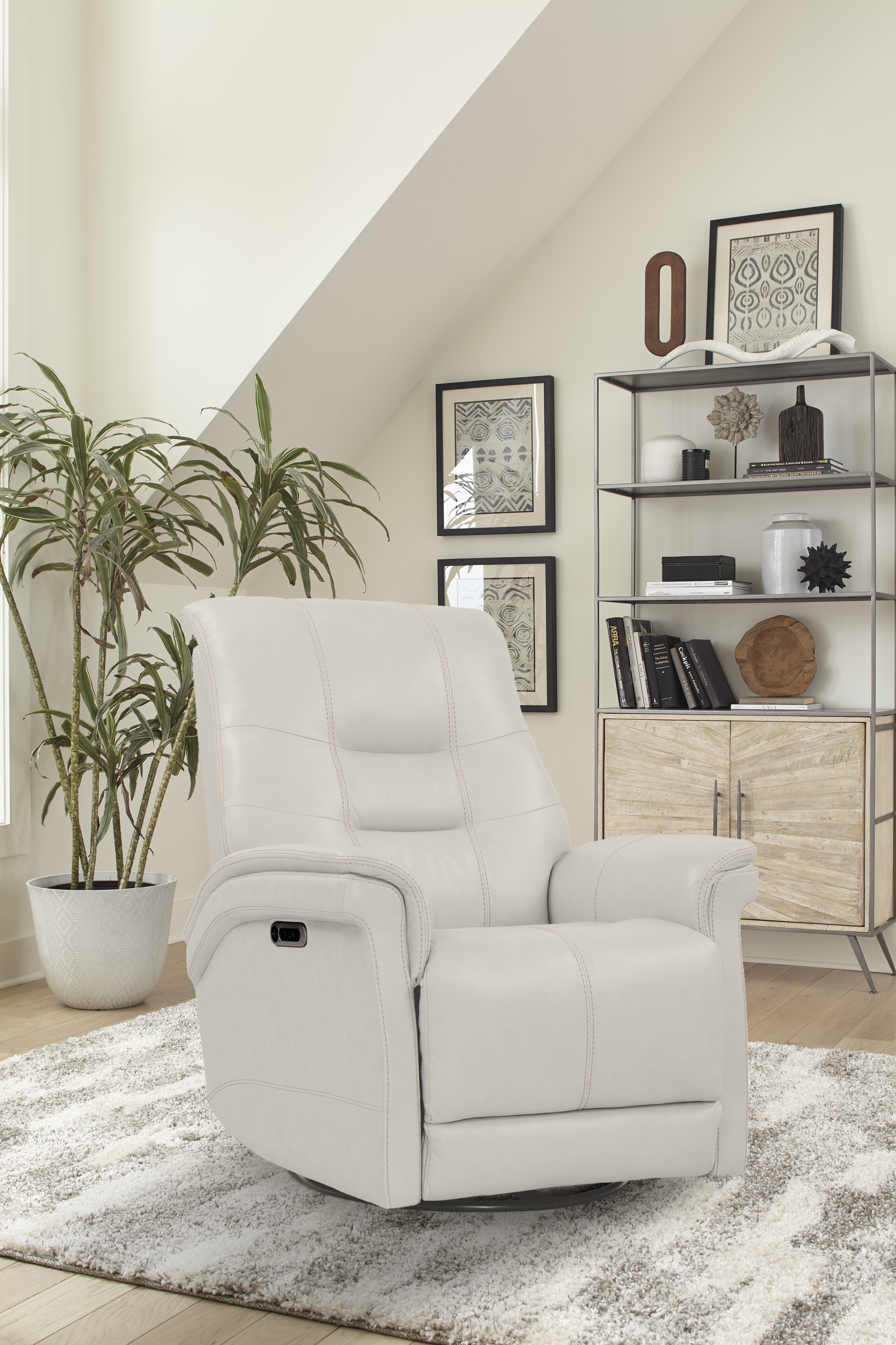 Parker House Carnegie - Verona Ivory - Powered By Freemotion Cordless Power Swivel Glider Recliner