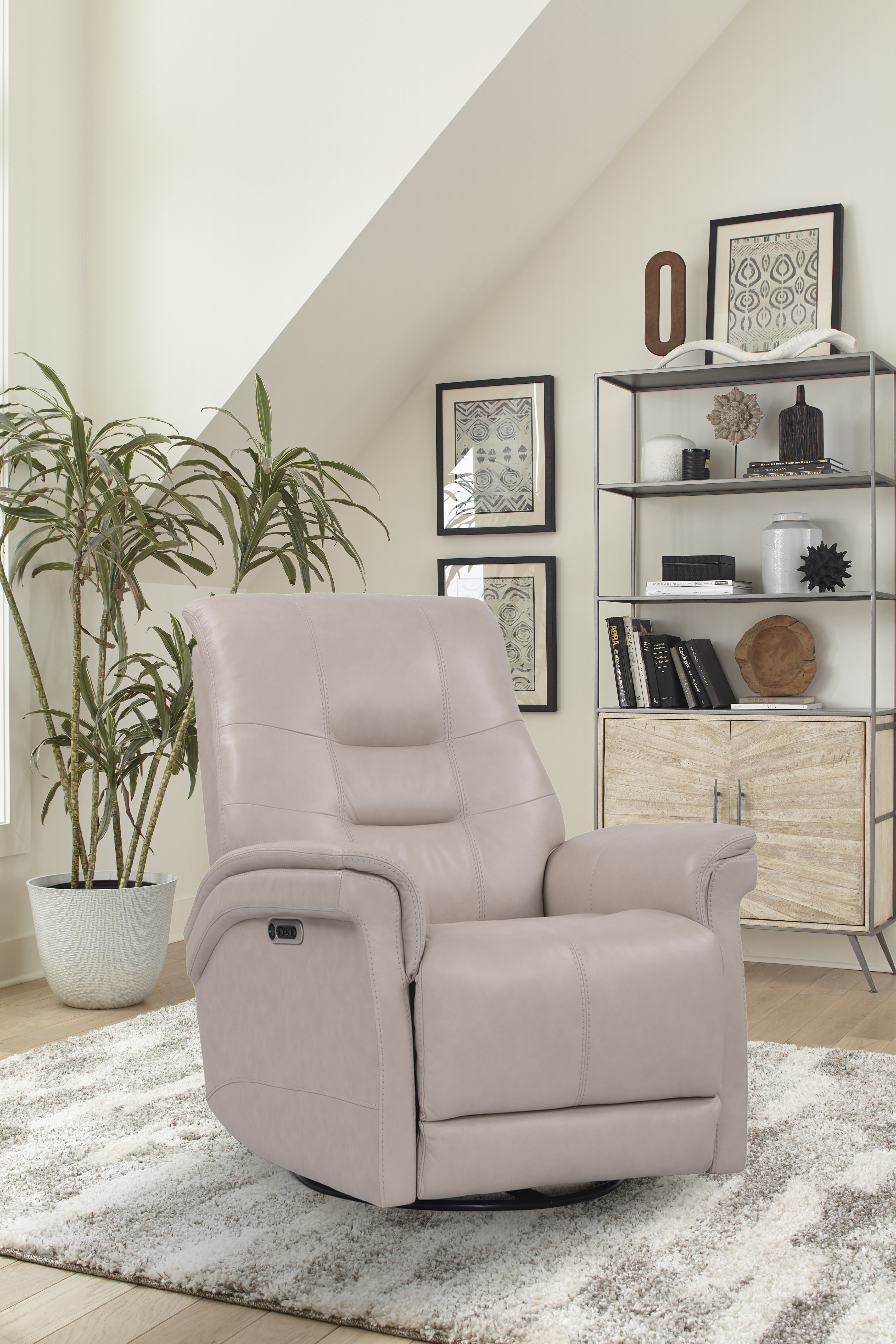 Parker House Carnegie - Verona Linen - Powered By Freemotion Cordless Power Swivel Glider Recliner