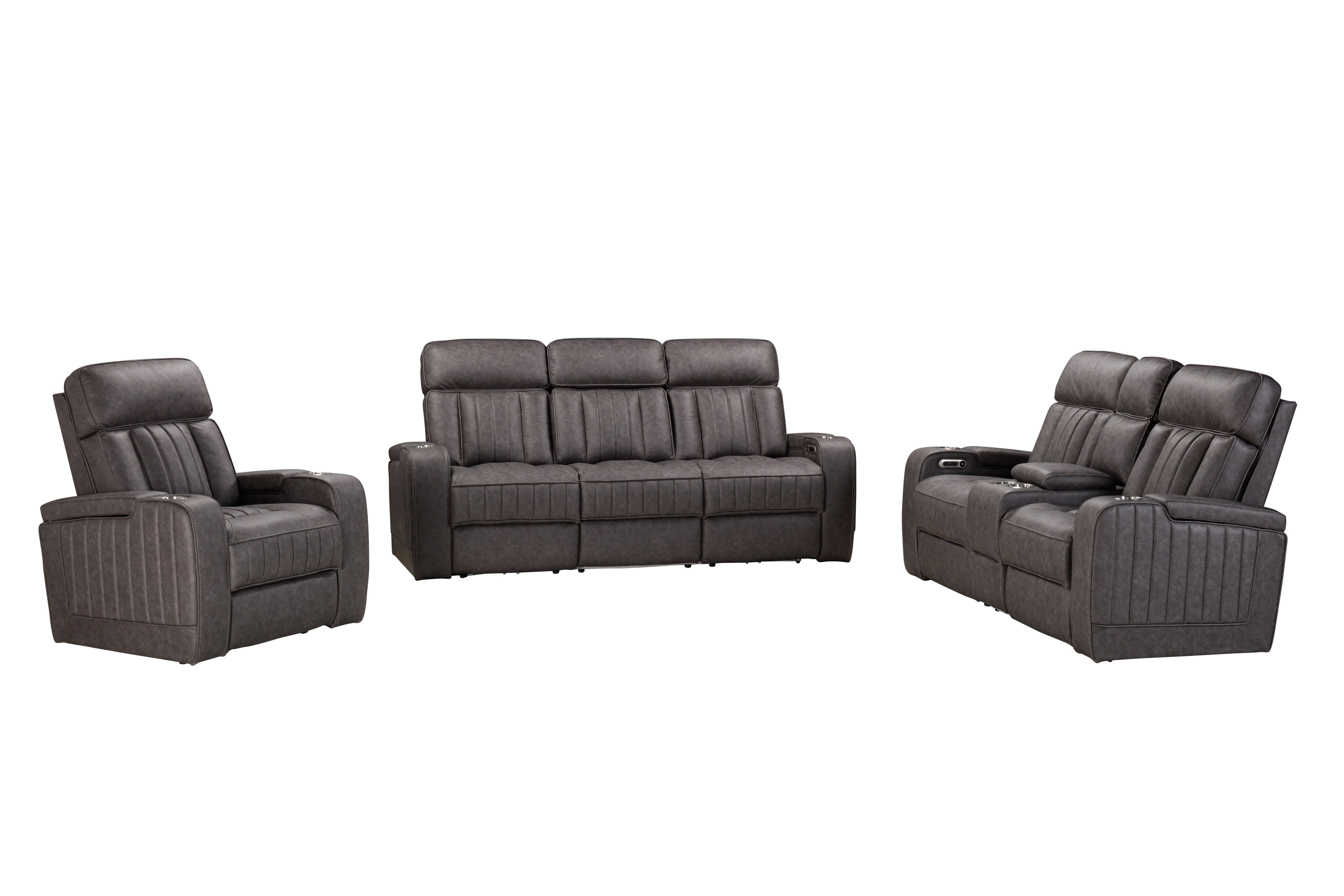 Model: MEQU-321PH-MERC | Parker House Equinox - Mercury Power Reclining Sofa Loveseat and Recliner