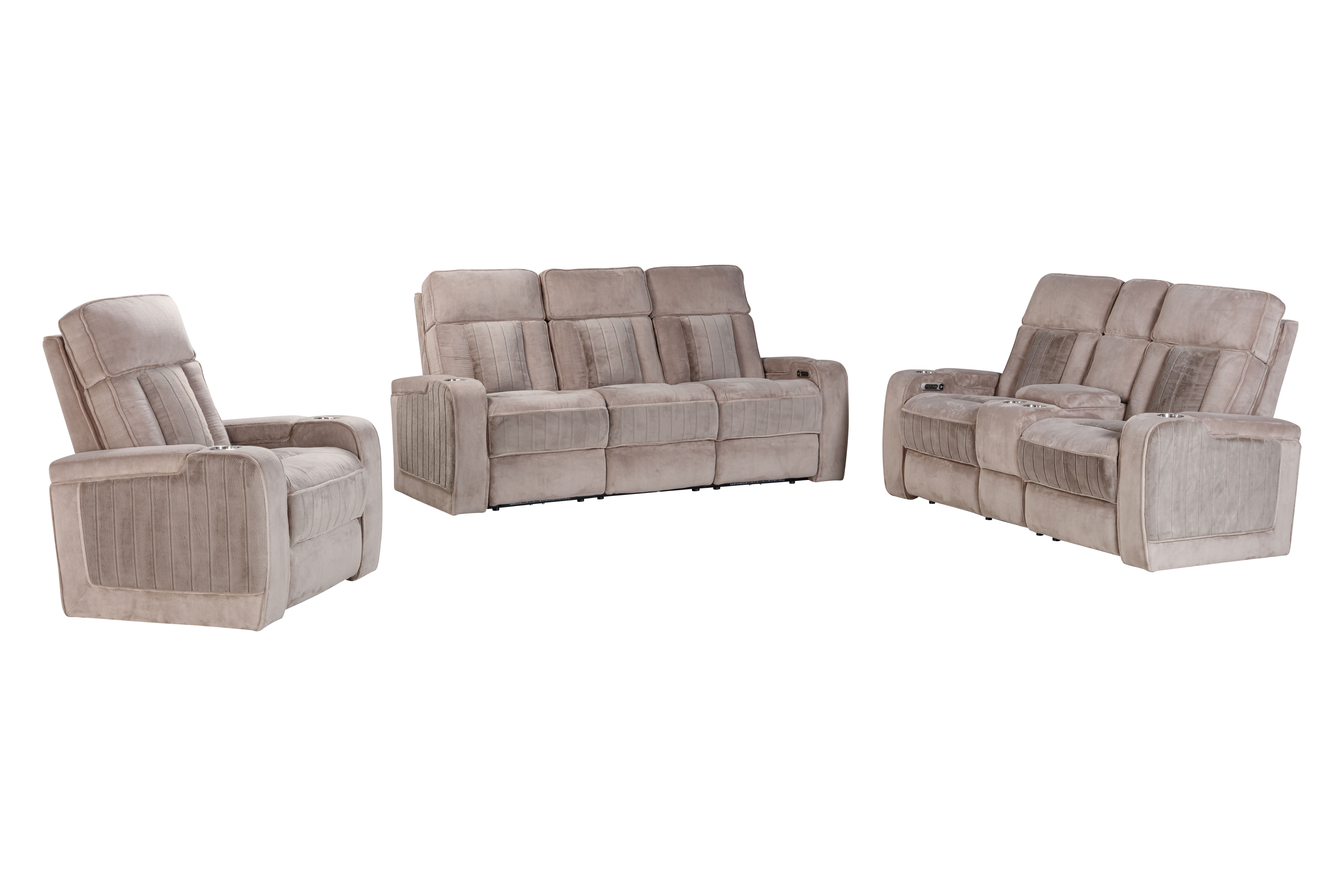 Parker House Equinox - Mushroom Power Reclining Sofa Loveseat and Recliner