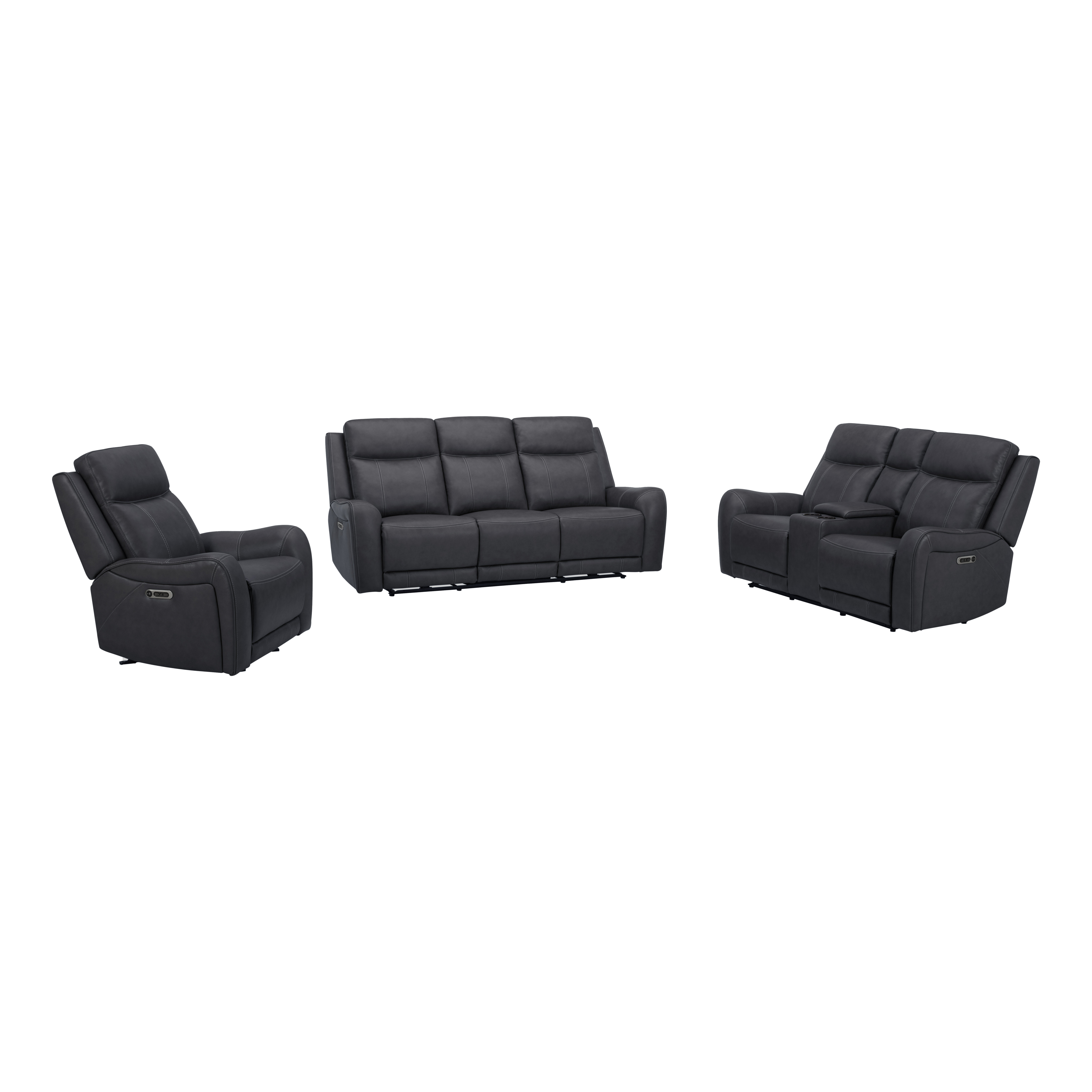 Parker House Haywood - Deep Charcoal Power Reclining Sofa Loveseat and Recliner
