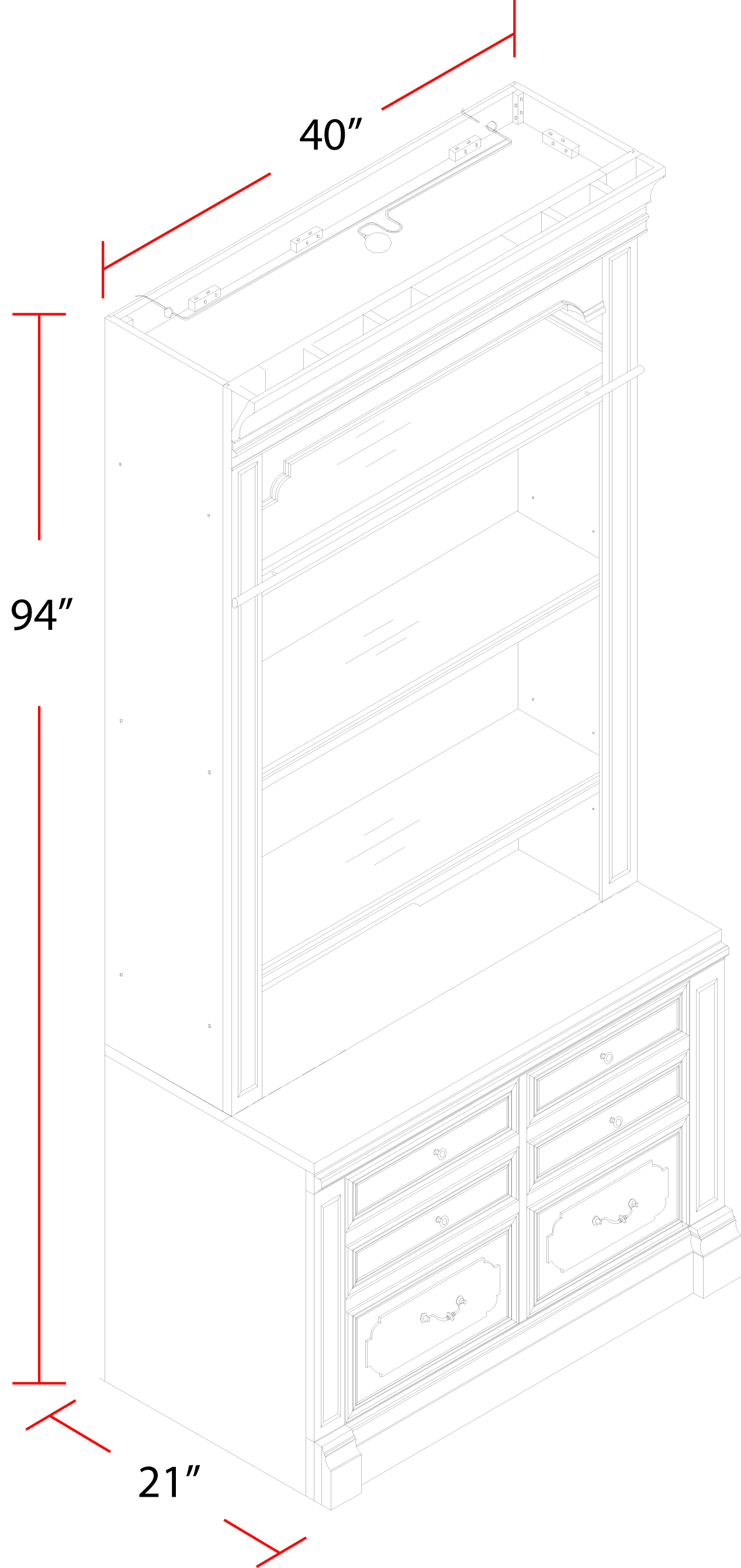 Model: PRO#476-2 | Parker House Provence Lateral File with Hutch