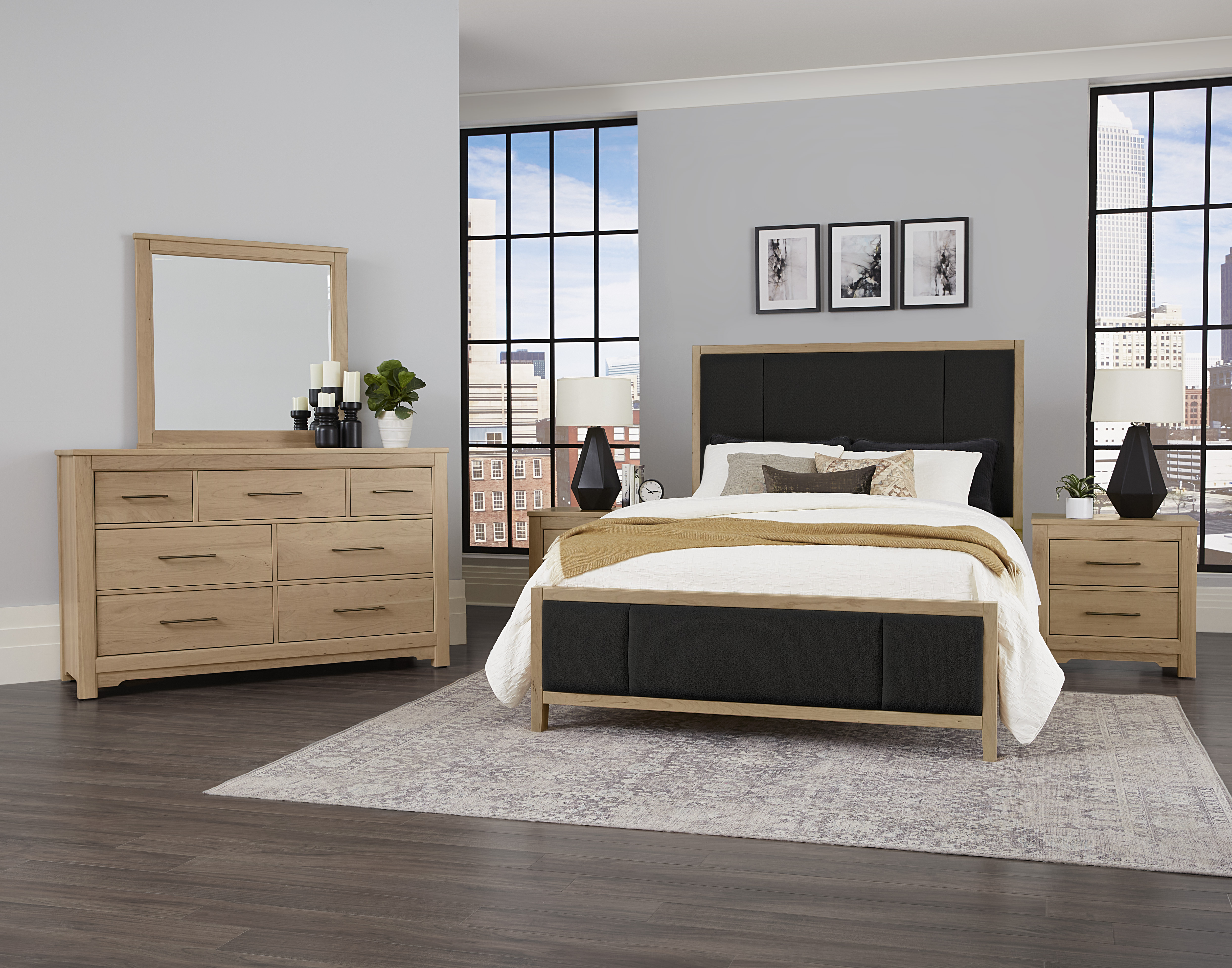 Model: 154-662-266-933-MS2 | Artisan & Post by Vaughan-Bassett King Upholstered Bed-Black Fab