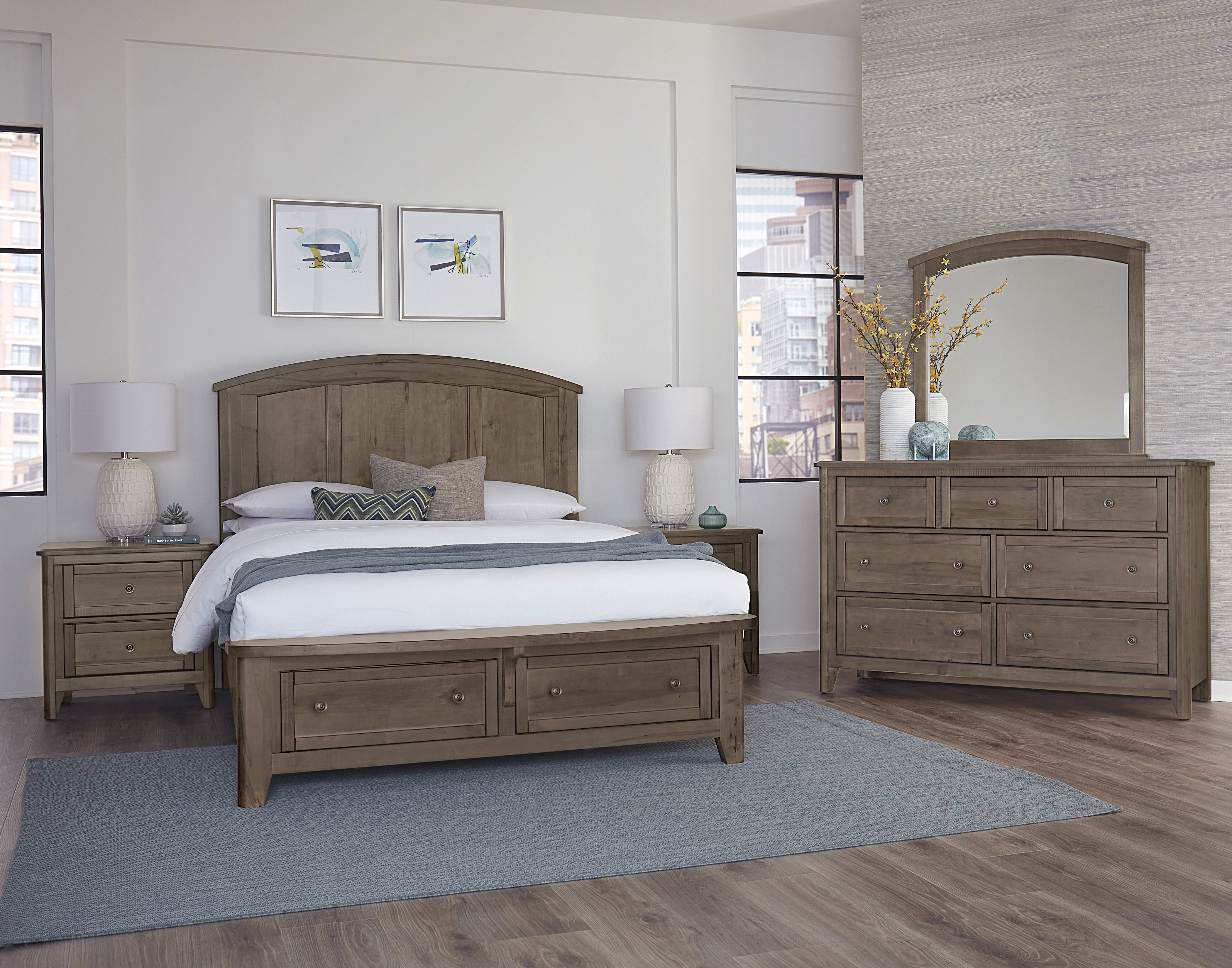 Model: 820-667-066B-502-666 | Vaughan-Bassett King Arch Bed With Storage Footboard
