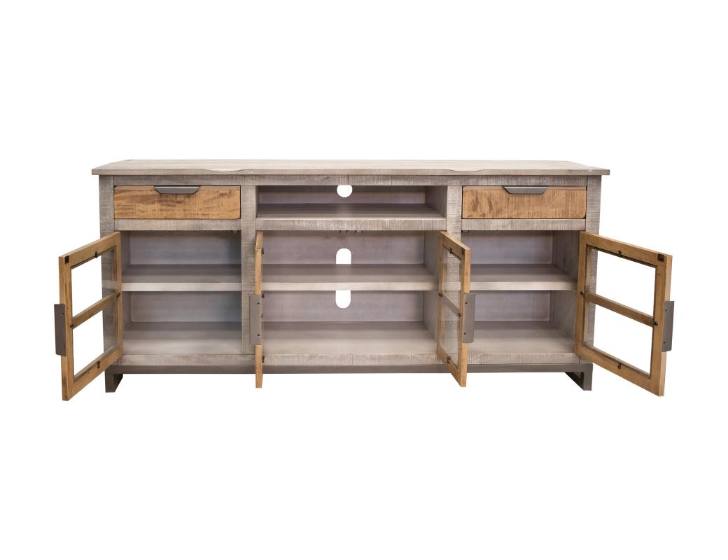 Model: IFD2411STN70 | International Furniture Mita 2 Drawer 4 Glass Doors 70" TV Stand