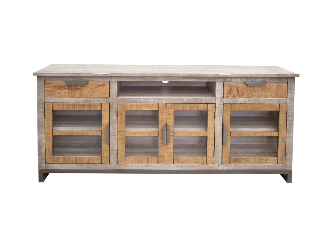 Model: IFD2411STN70 | International Furniture Mita 2 Drawer 4 Glass Doors 70" TV Stand