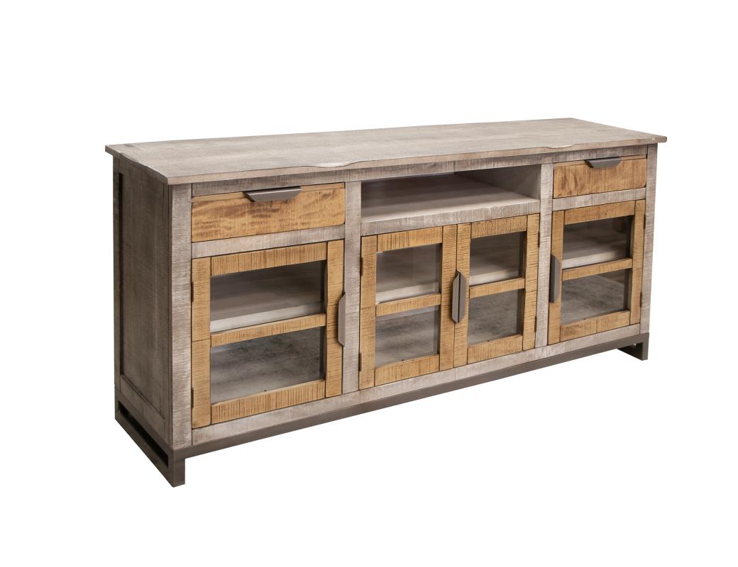 Model: IFD2411STN70 | International Furniture Mita 2 Drawer 4 Glass Doors 70" TV Stand