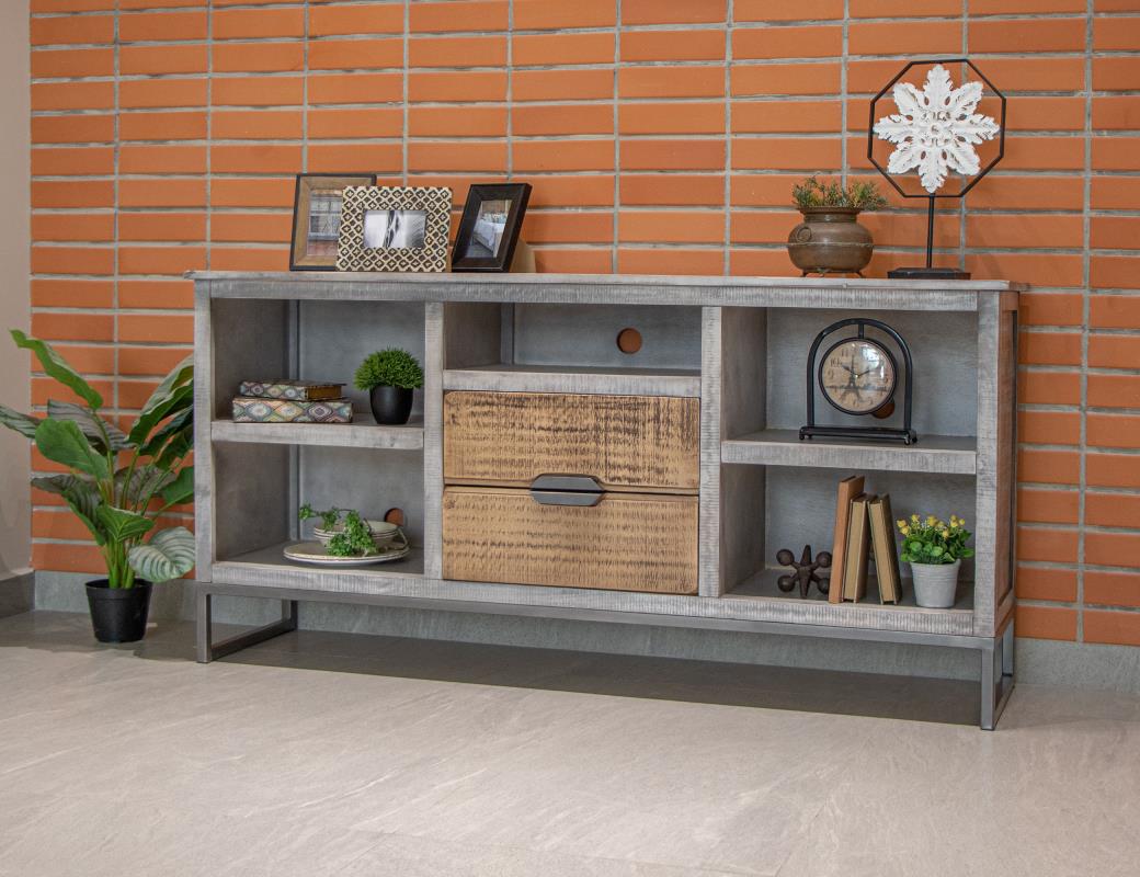 Model: IFD2411STN | International Furniture Mita 5 Shelves 2 Drawer TV Stand