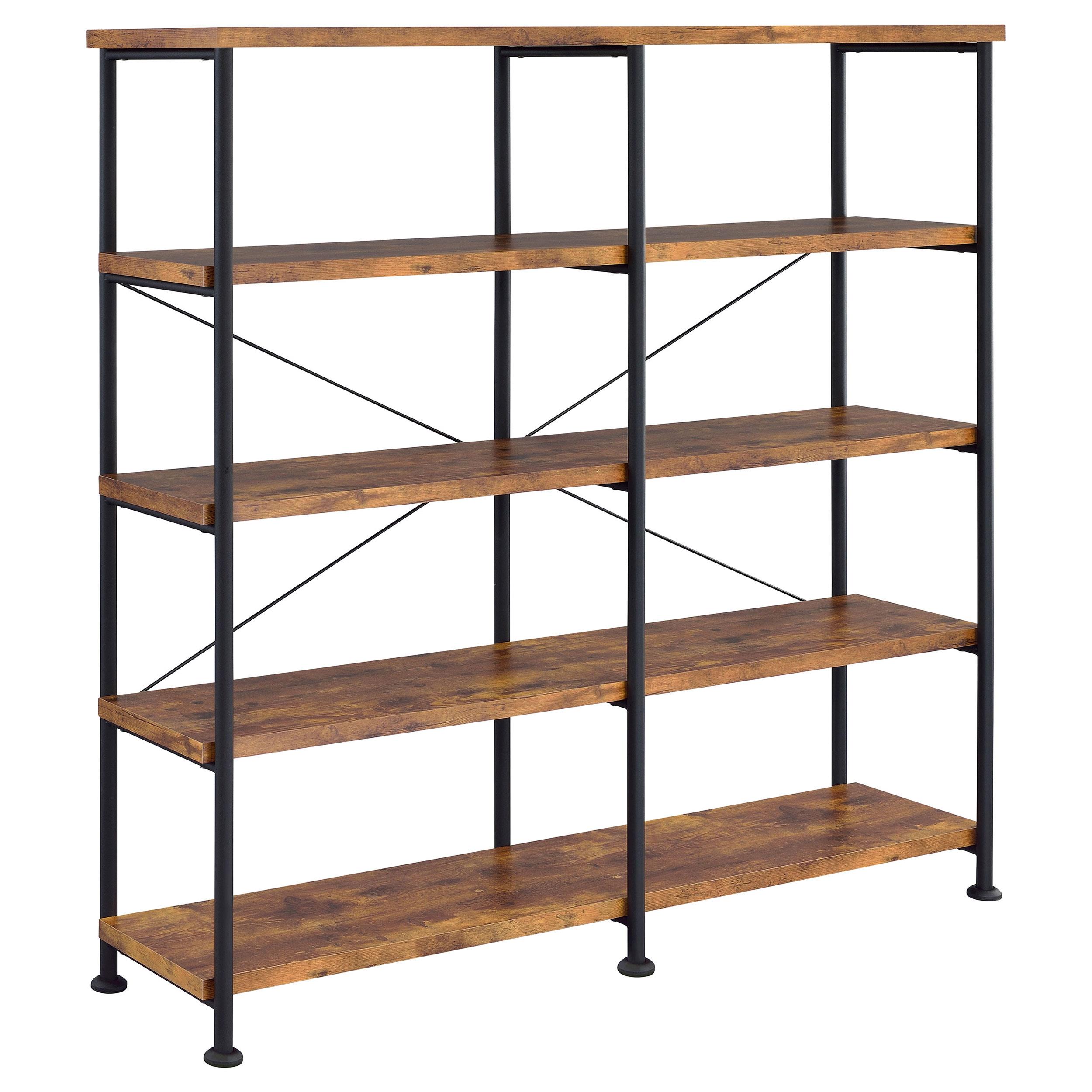 Coaster Analiese 63-inch 4-shelf Double Bookshelf Rustic Nutmeg