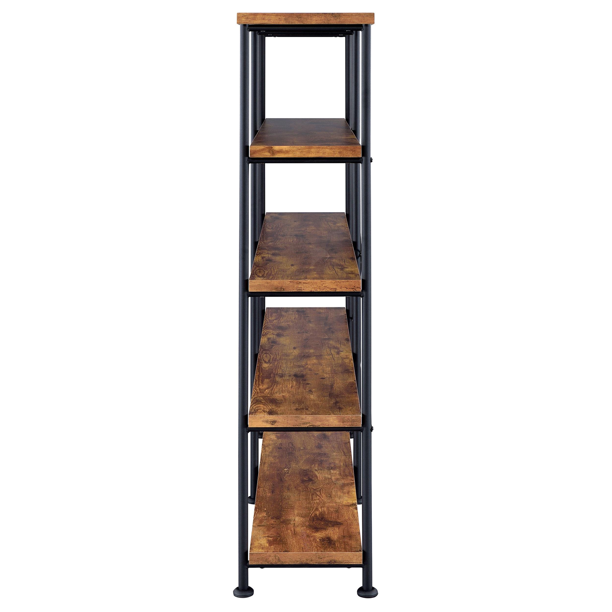 Model: 801543 | Coaster Analiese 63-inch 4-shelf Double Bookshelf Rustic Nutmeg