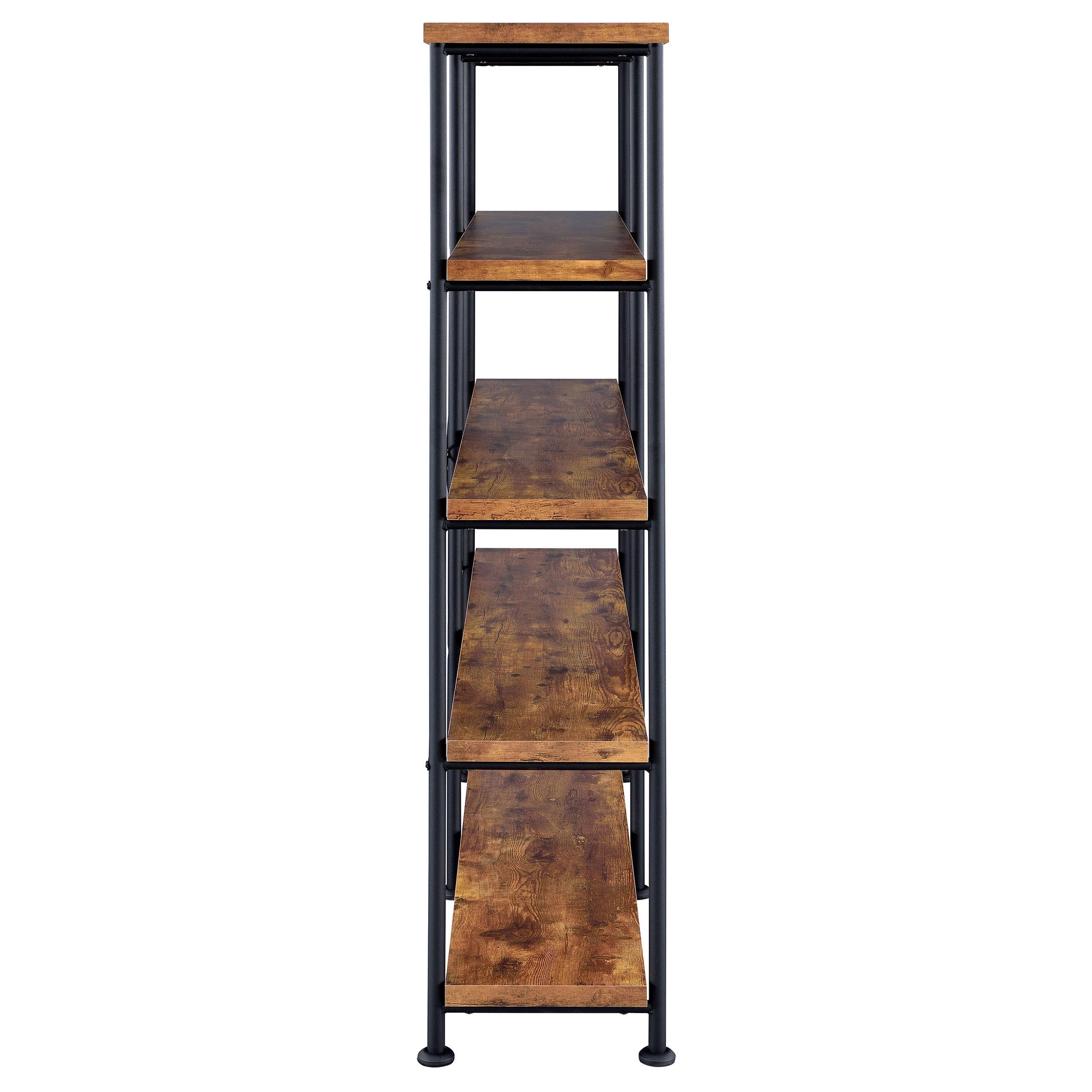 Model: 801543 | Coaster Analiese 63-inch 4-shelf Double Bookshelf Rustic Nutmeg