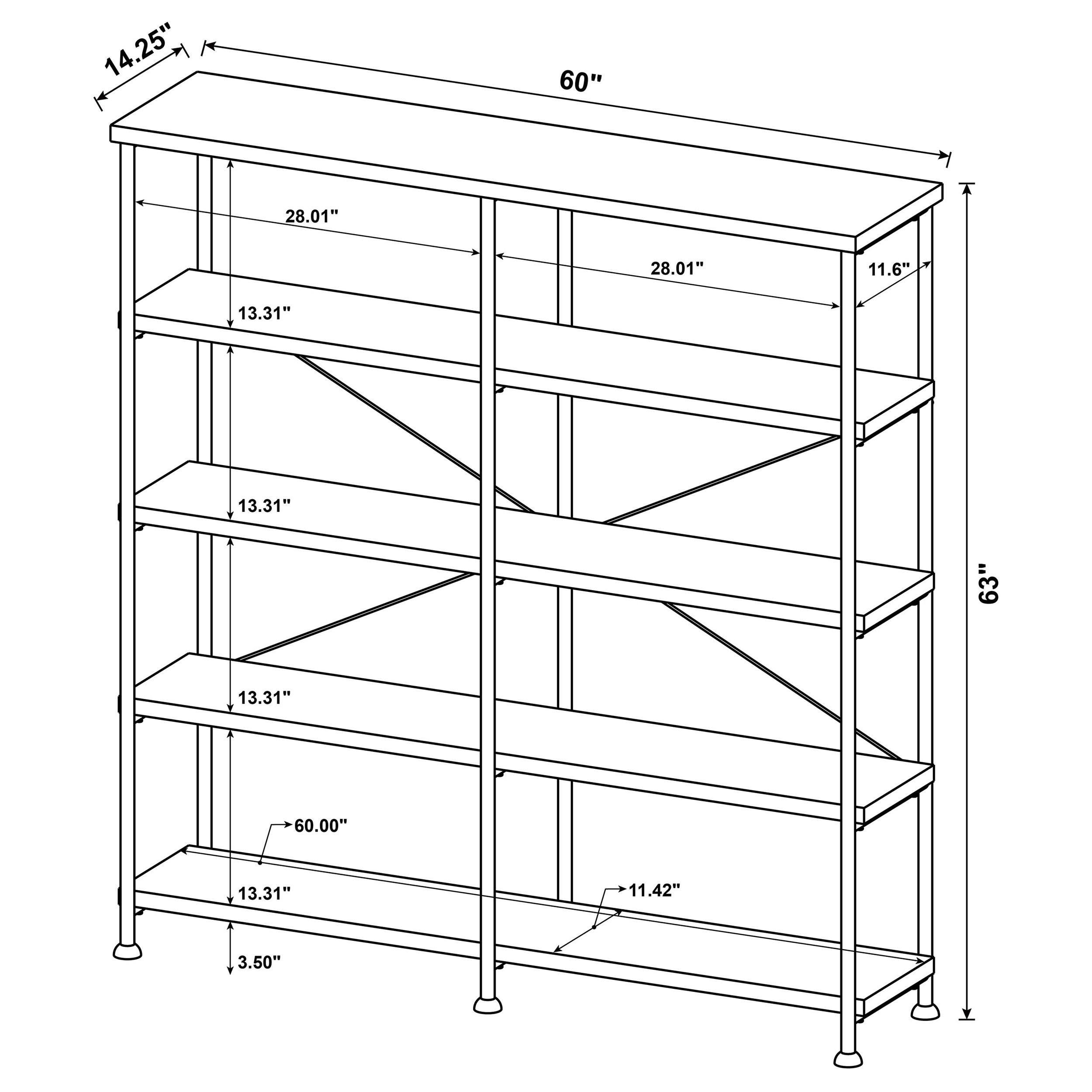 Model: 801543 | Coaster Analiese 63-inch 4-shelf Double Bookshelf Rustic Nutmeg