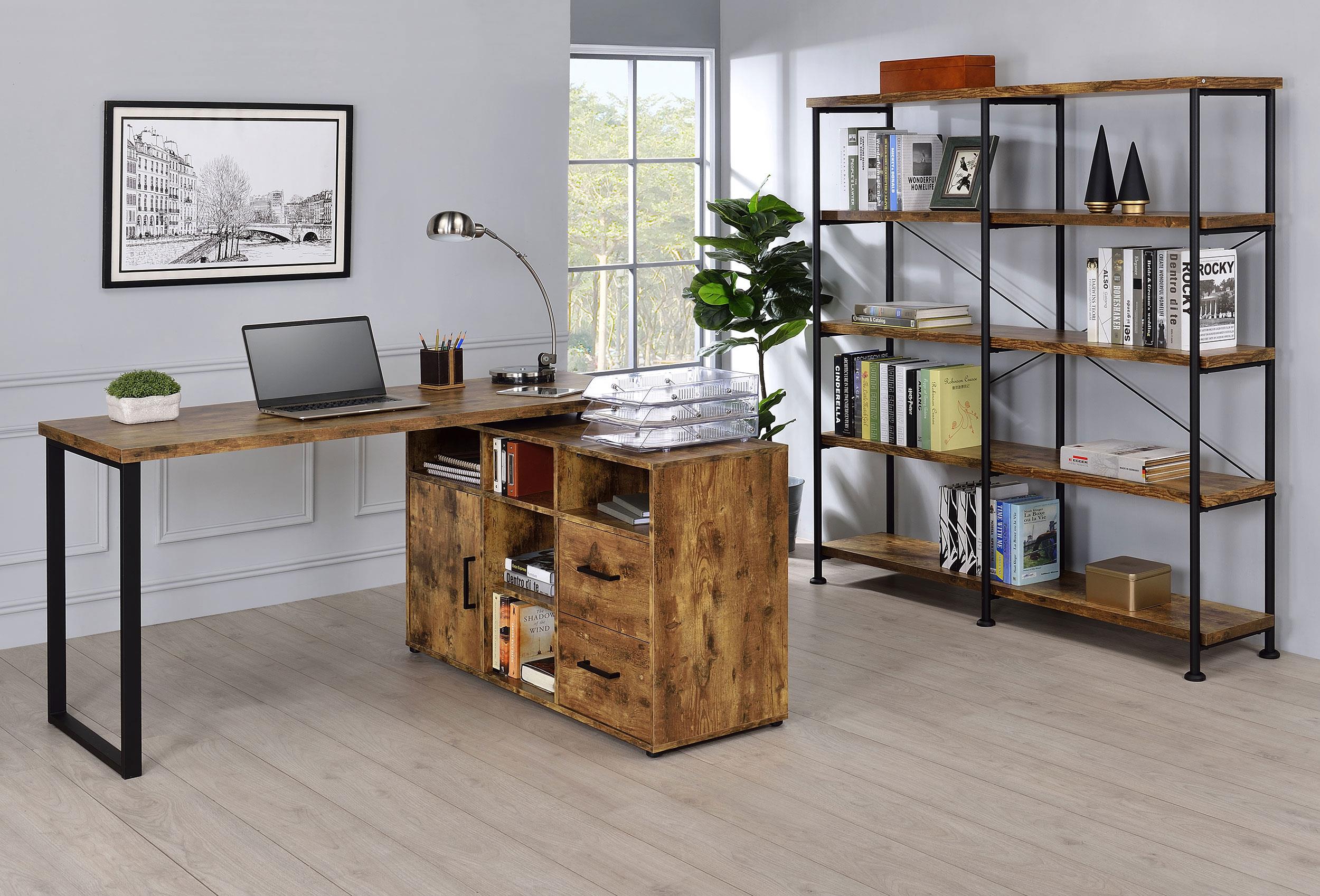 Model: 801543 | Coaster Analiese 63-inch 4-shelf Double Bookshelf Rustic Nutmeg