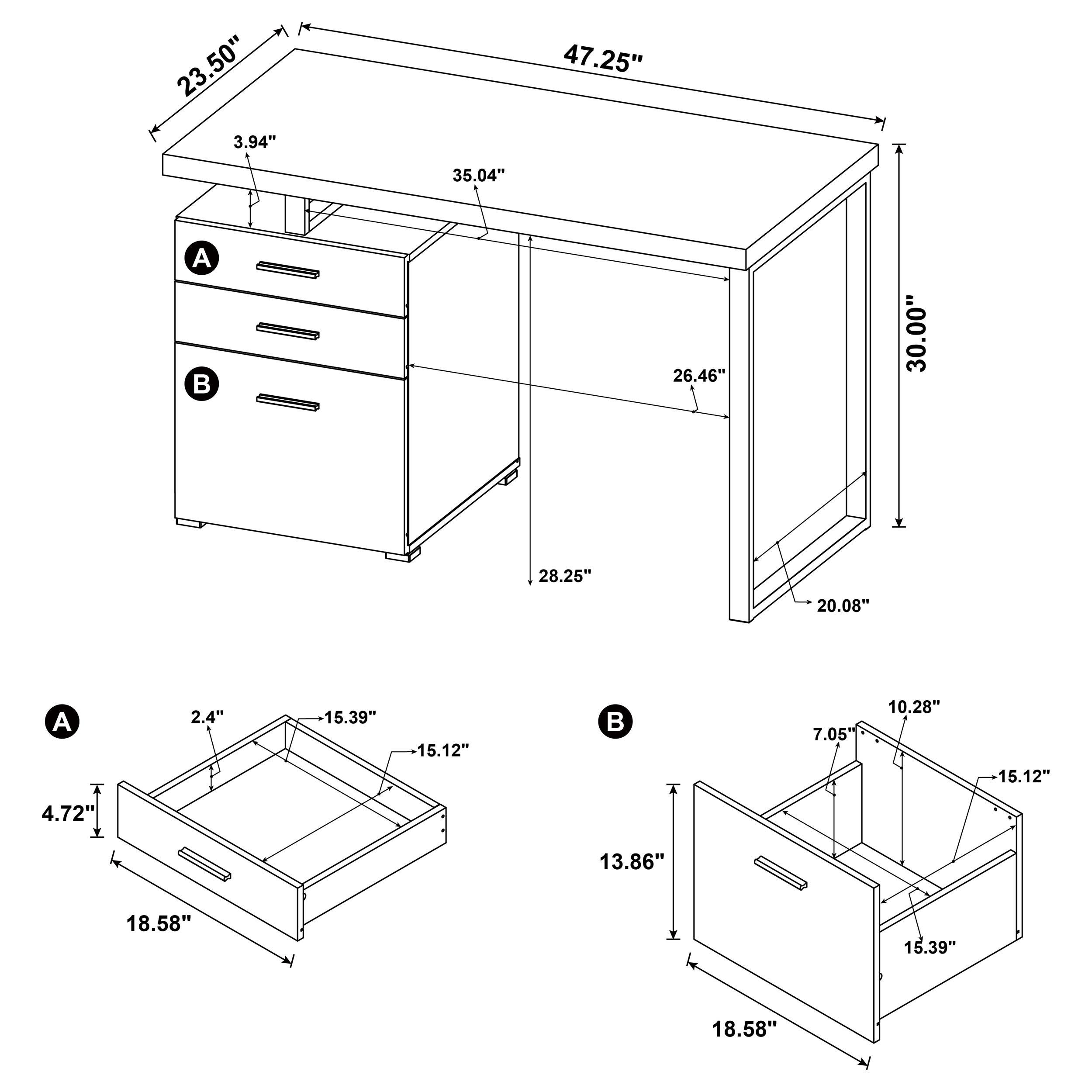 Model: 800519 | Coaster Brennan 47-inch 3-drawer Office Computer Desk Cappuccino
