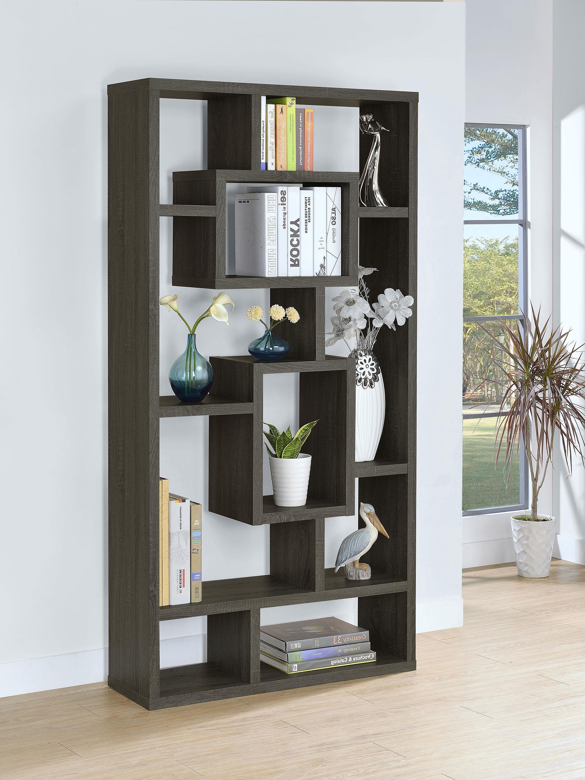 Model: 800512 | Coaster Corey 71-inch 8-shelf Bookshelf Weathered Grey