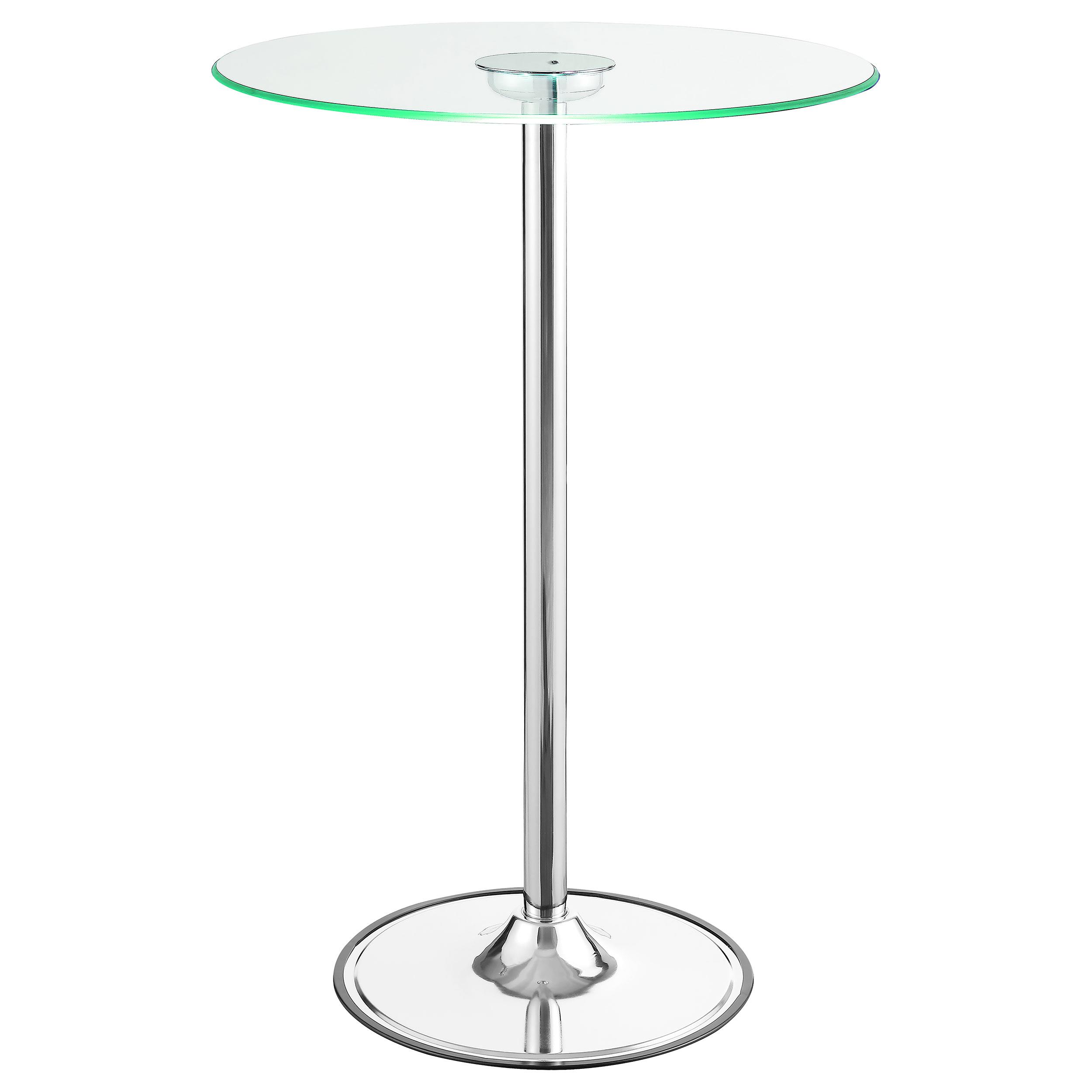 Model: 122400 | Coaster Thea Round 28-inch Glass Top LED Bistro Bar Table Chrome