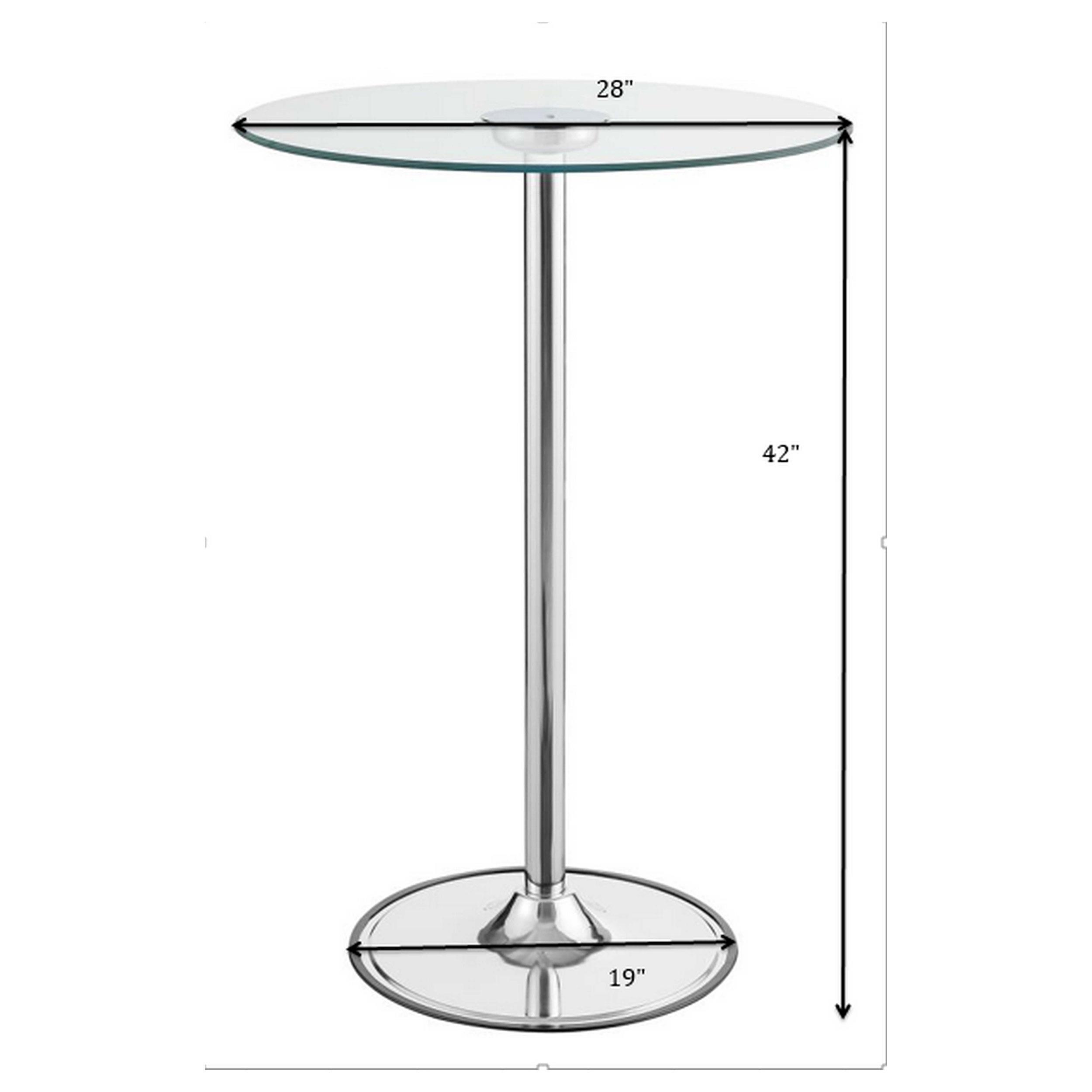 Model: 122400 | Coaster Thea Round 28-inch Glass Top LED Bistro Bar Table Chrome