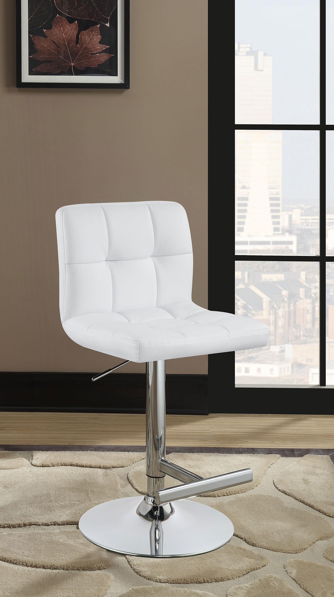 Model: 120356 | Coaster Lenny Upholstered Adjustable Bar Stool White (Set of 2)