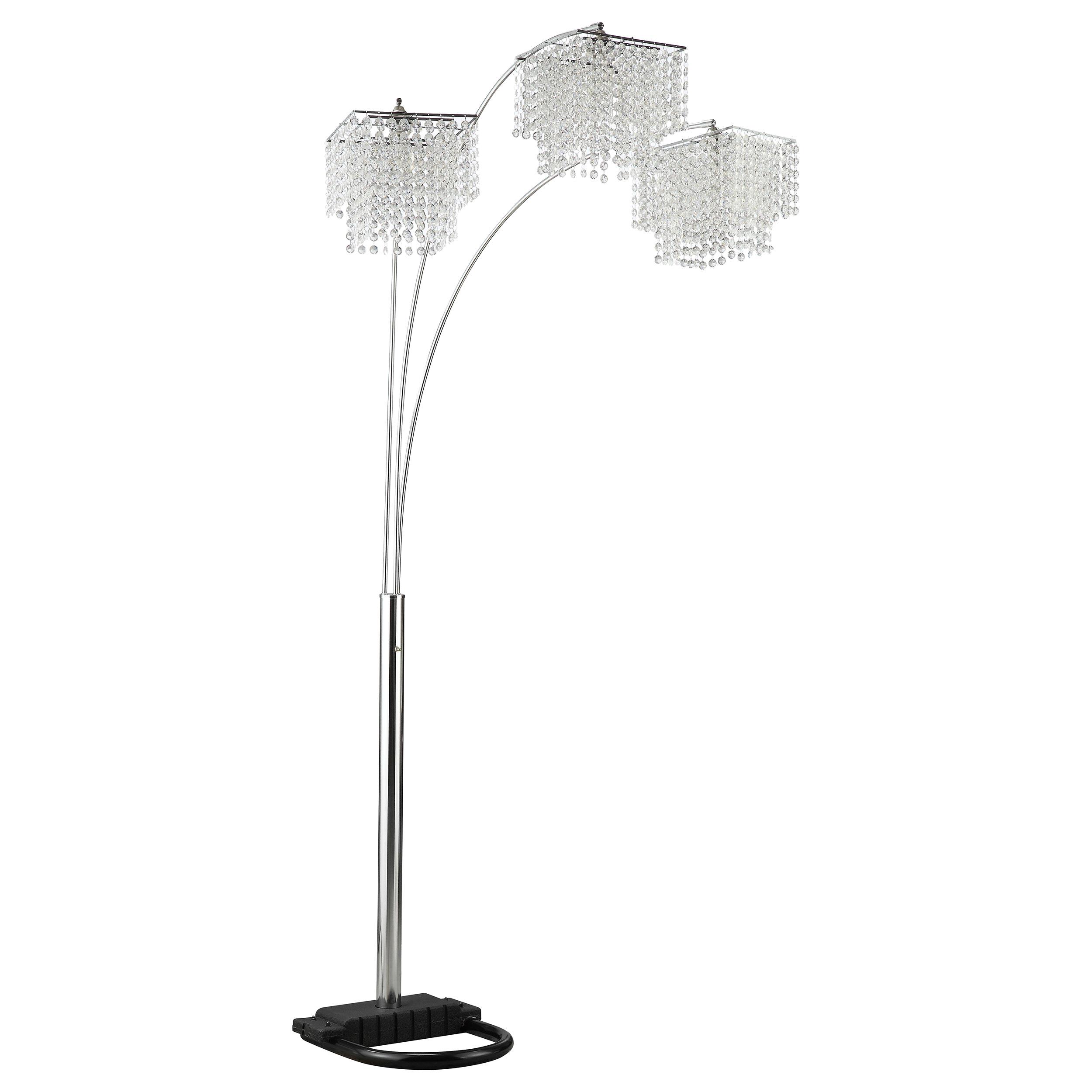 Model: 901484 | Coaster Miriam 90-inch Hanging Crystal Arc Floor Lamp Chrome