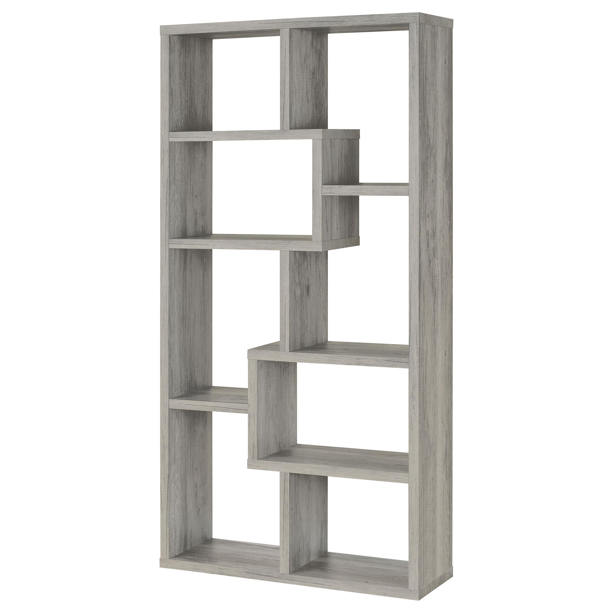 Model: 801137 | Coaster Theo 71-inch 7-shelf Bookshelf Grey Driftwood
