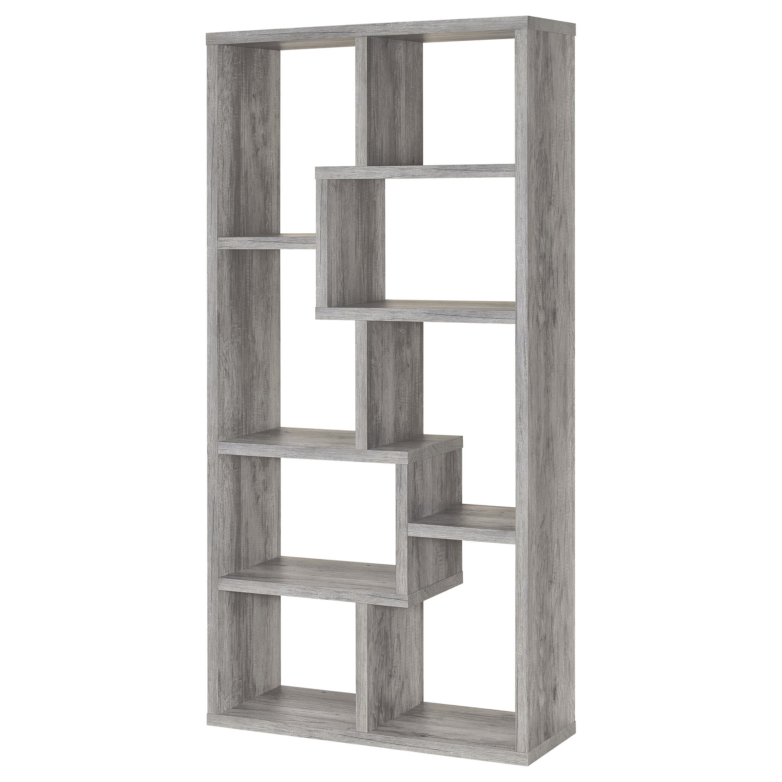 Model: 801137 | Coaster Theo 71-inch 7-shelf Bookshelf Grey Driftwood
