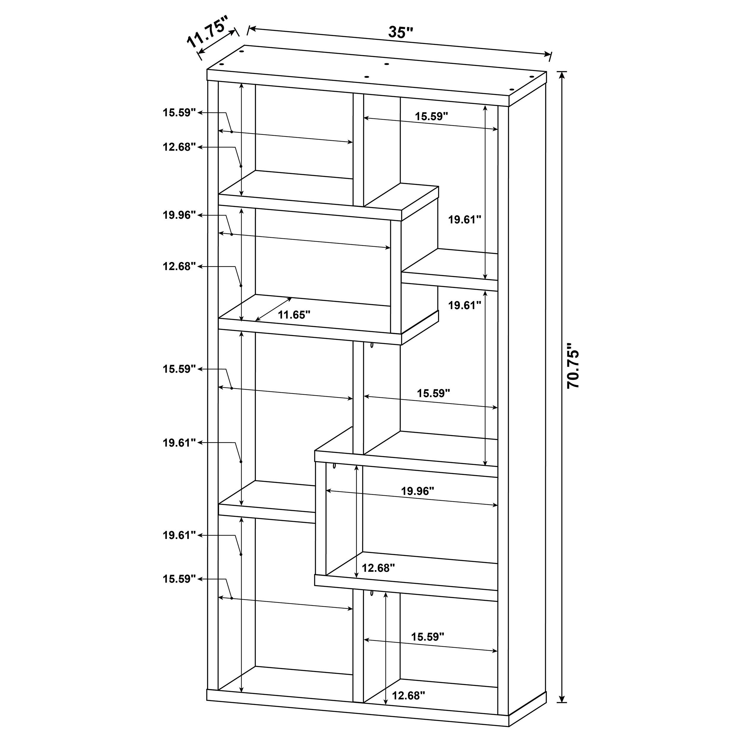 Model: 801137 | Coaster Theo 71-inch 7-shelf Bookshelf Grey Driftwood