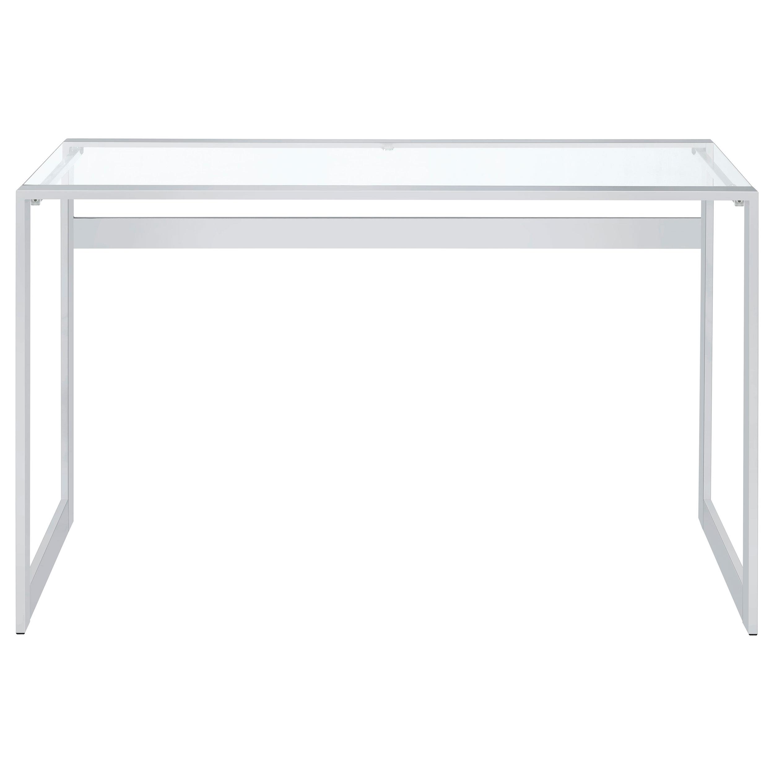 Model: 800746 | Coaster Hartford 47-inch Glass Top Writing Desk Chrome