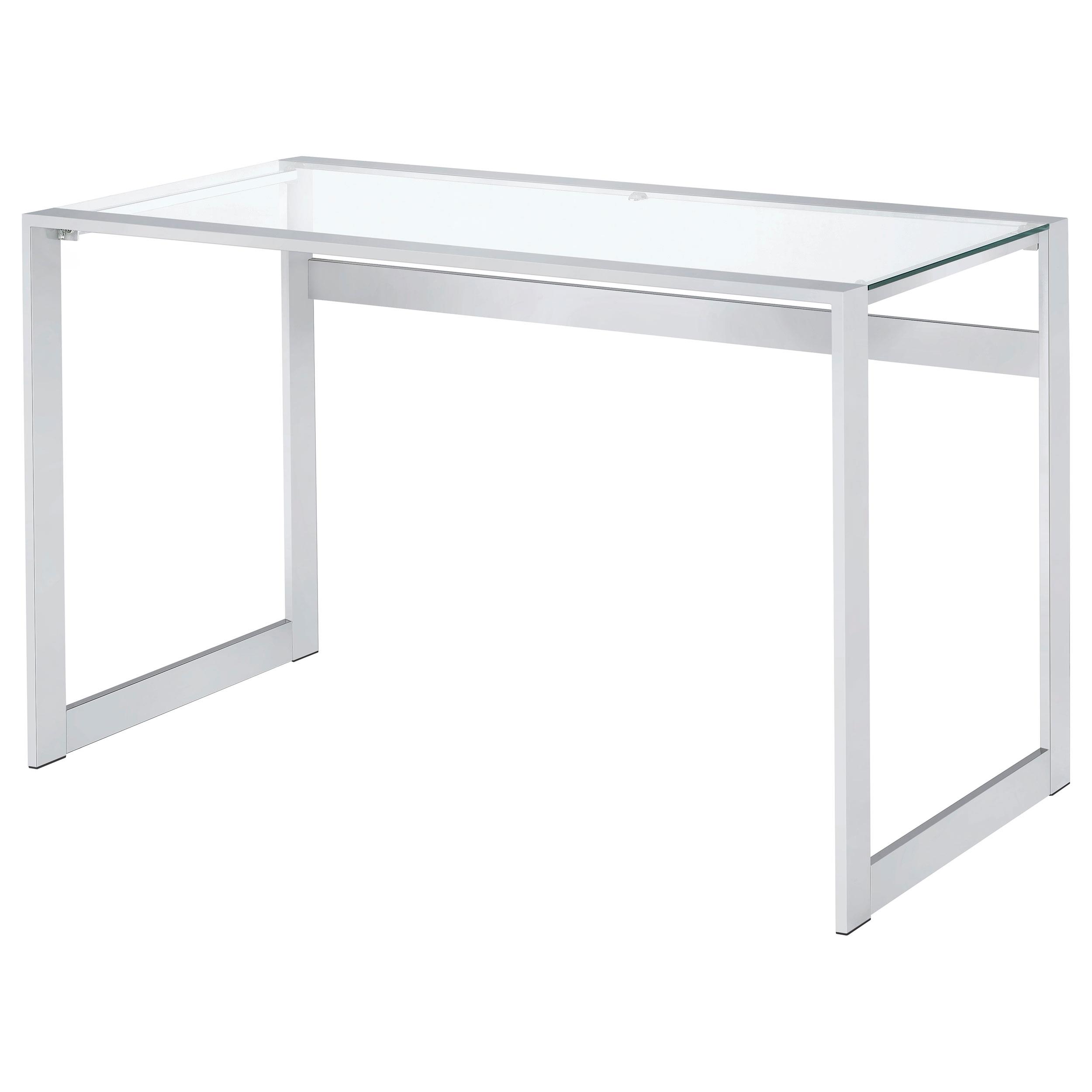 Model: 800746 | Coaster Hartford 47-inch Glass Top Writing Desk Chrome