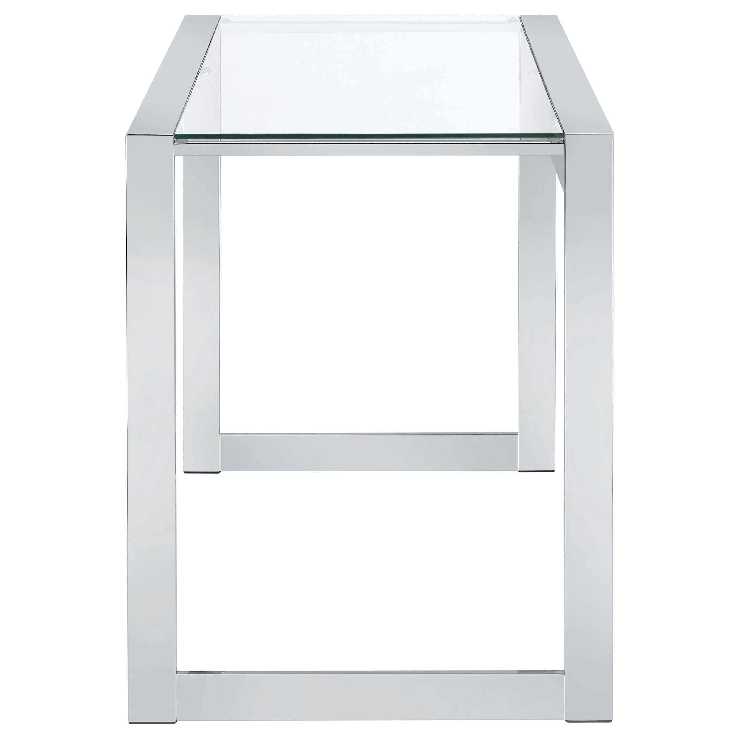 Model: 800746 | Coaster Hartford 47-inch Glass Top Writing Desk Chrome