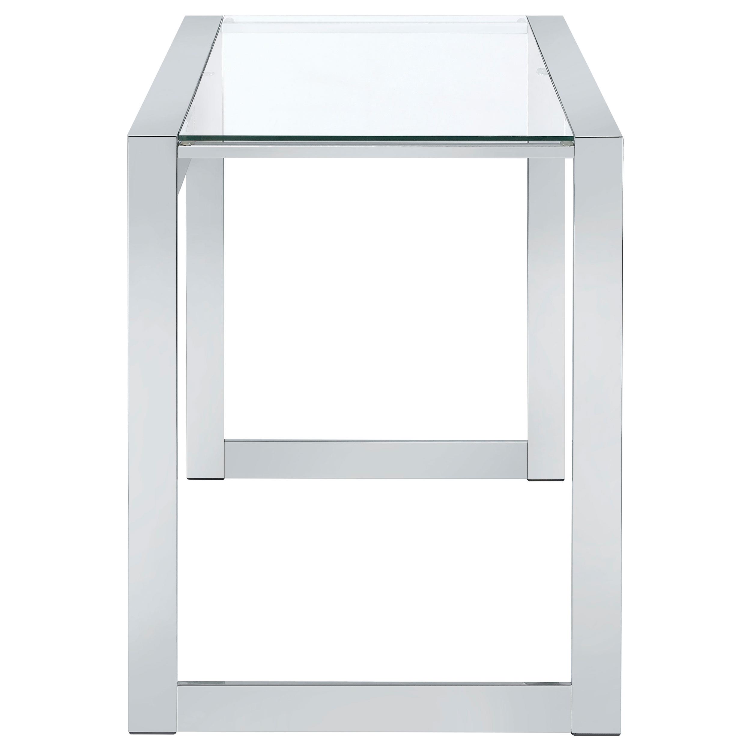 Model: 800746 | Coaster Hartford 47-inch Glass Top Writing Desk Chrome