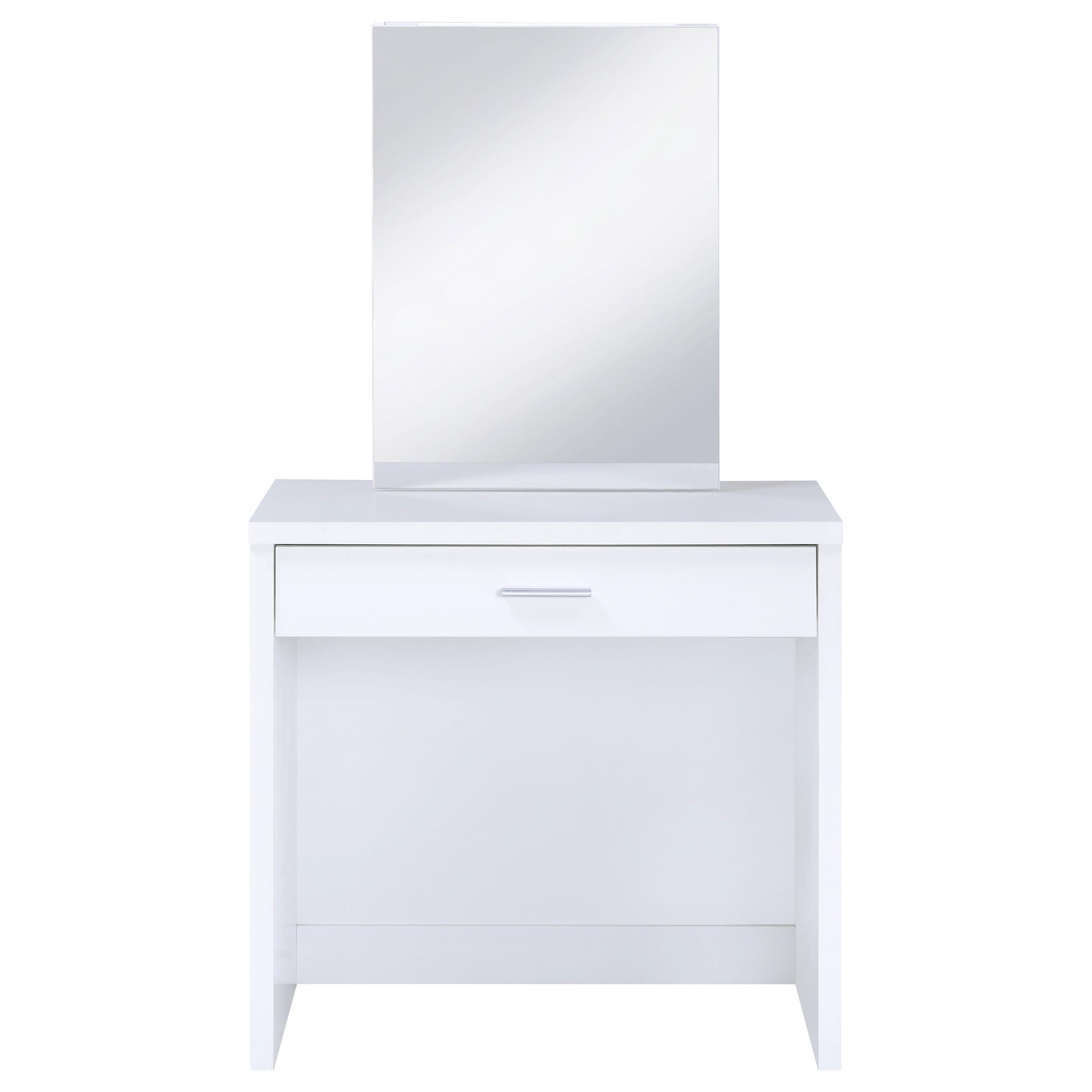 Model: 300290 | Coaster Harvey Vanity Set with Lift-Top Stool White