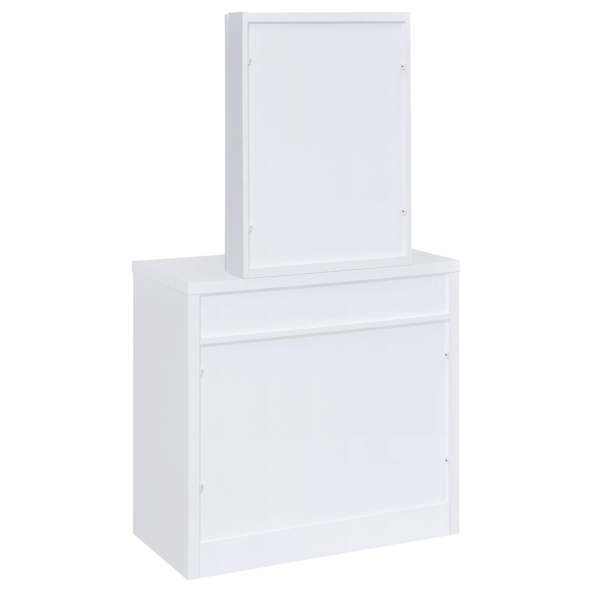 Model: 300290 | Coaster Harvey Vanity Set with Lift-Top Stool White