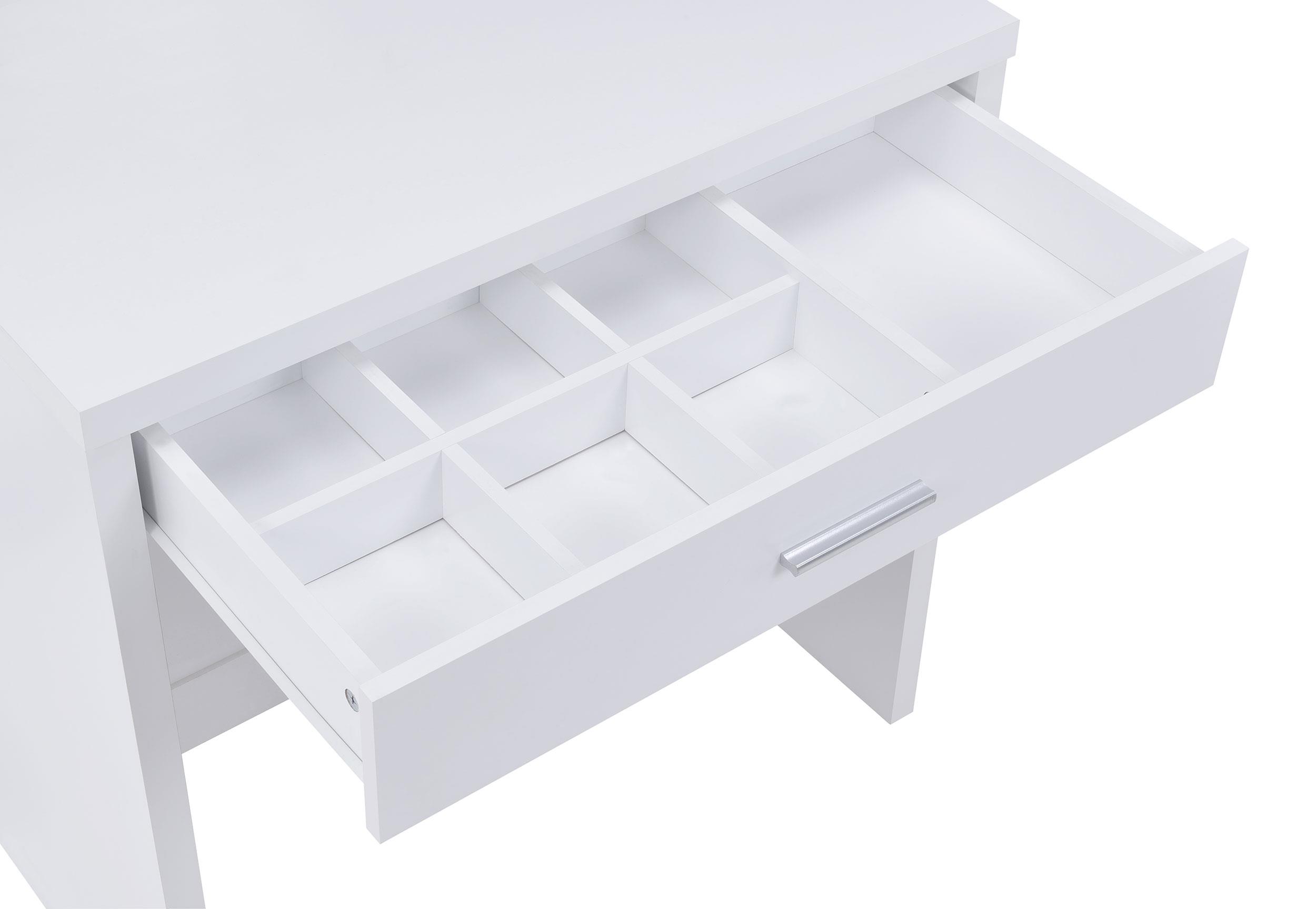 Model: 300290 | Coaster Harvey Vanity Set with Lift-Top Stool White