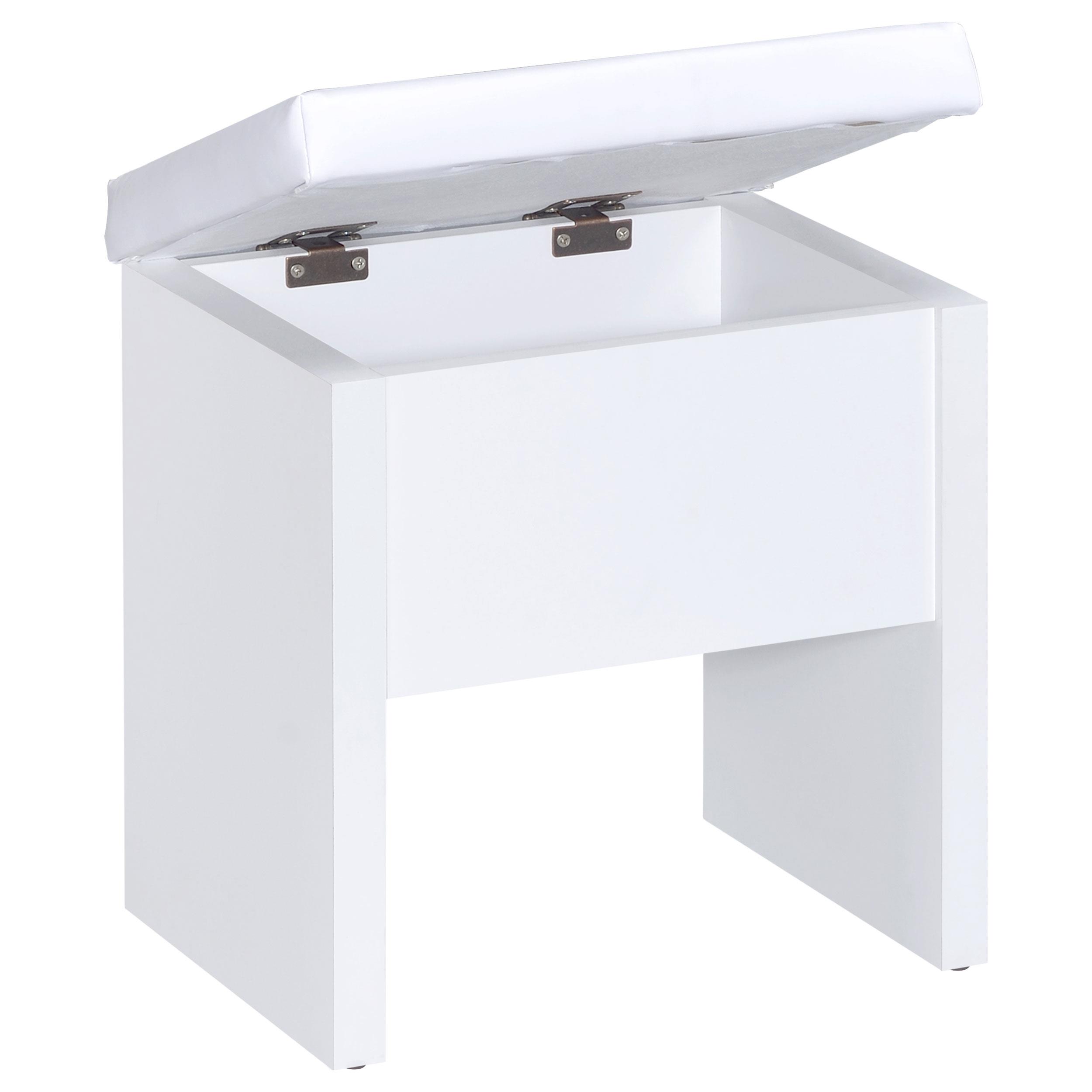 Model: 300290 | Coaster Harvey Vanity Set with Lift-Top Stool White