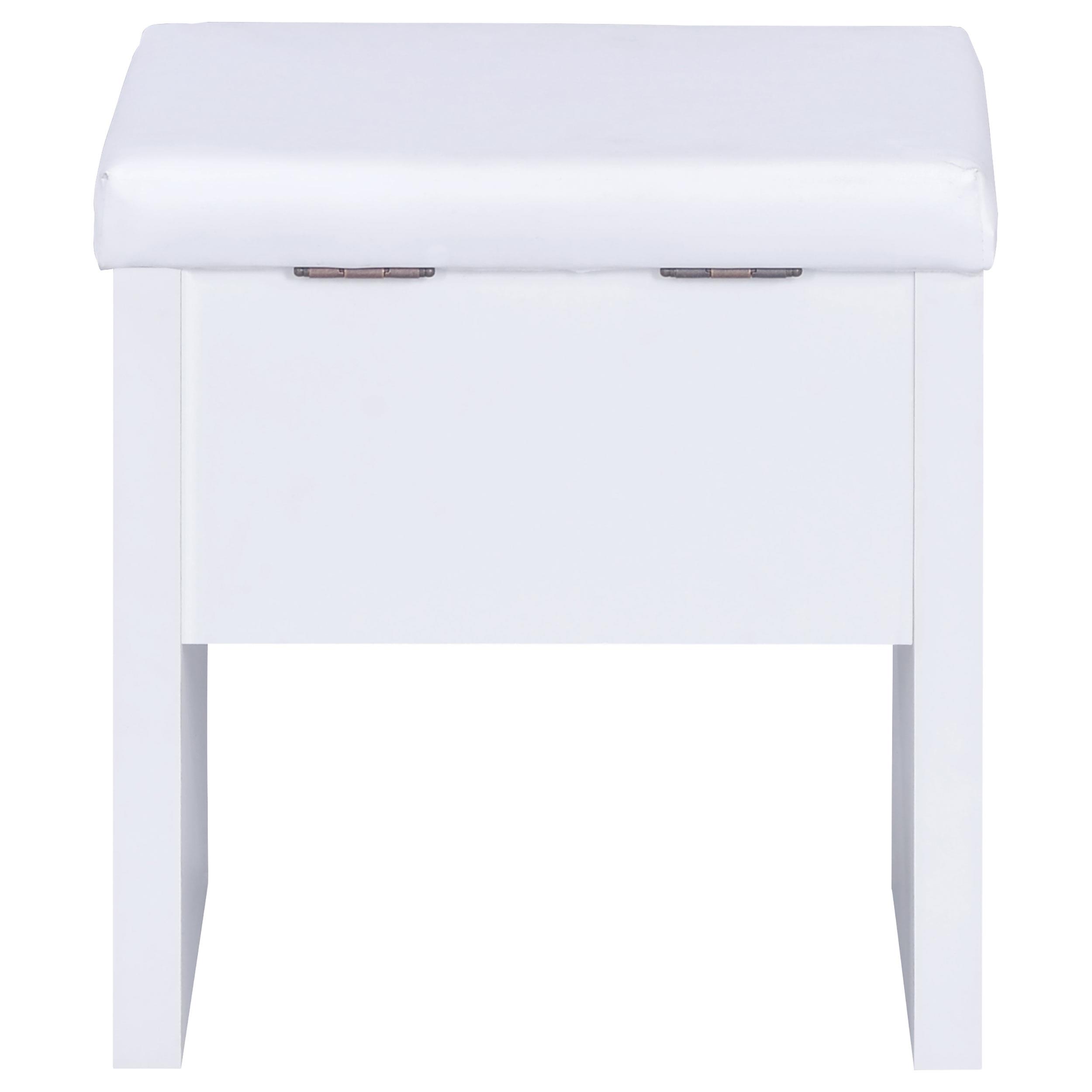 Model: 300290 | Coaster Harvey Vanity Set with Lift-Top Stool White