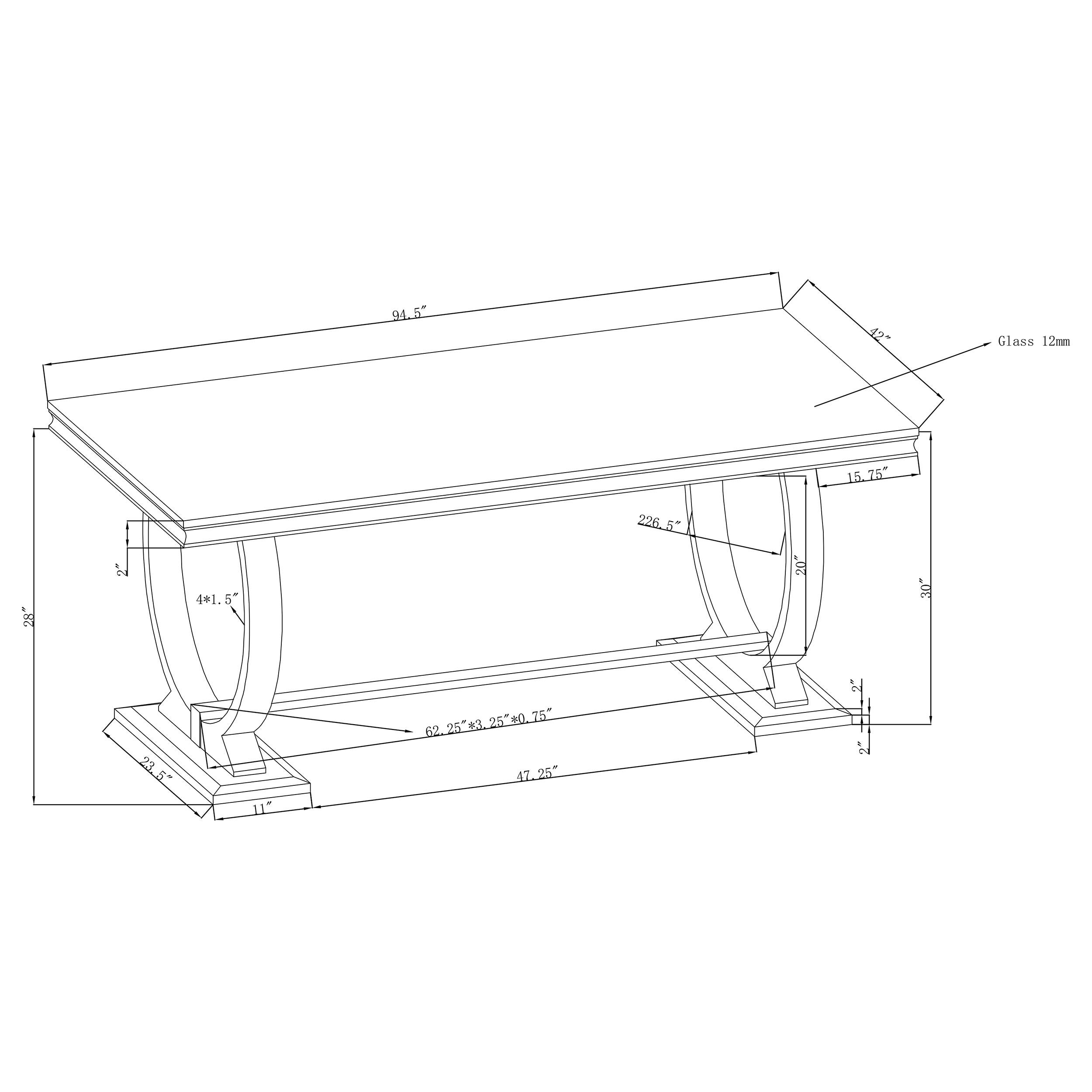 Model: 107871 | Coaster Antoine Rectangular 95-inch Glass Top Dining Table Black