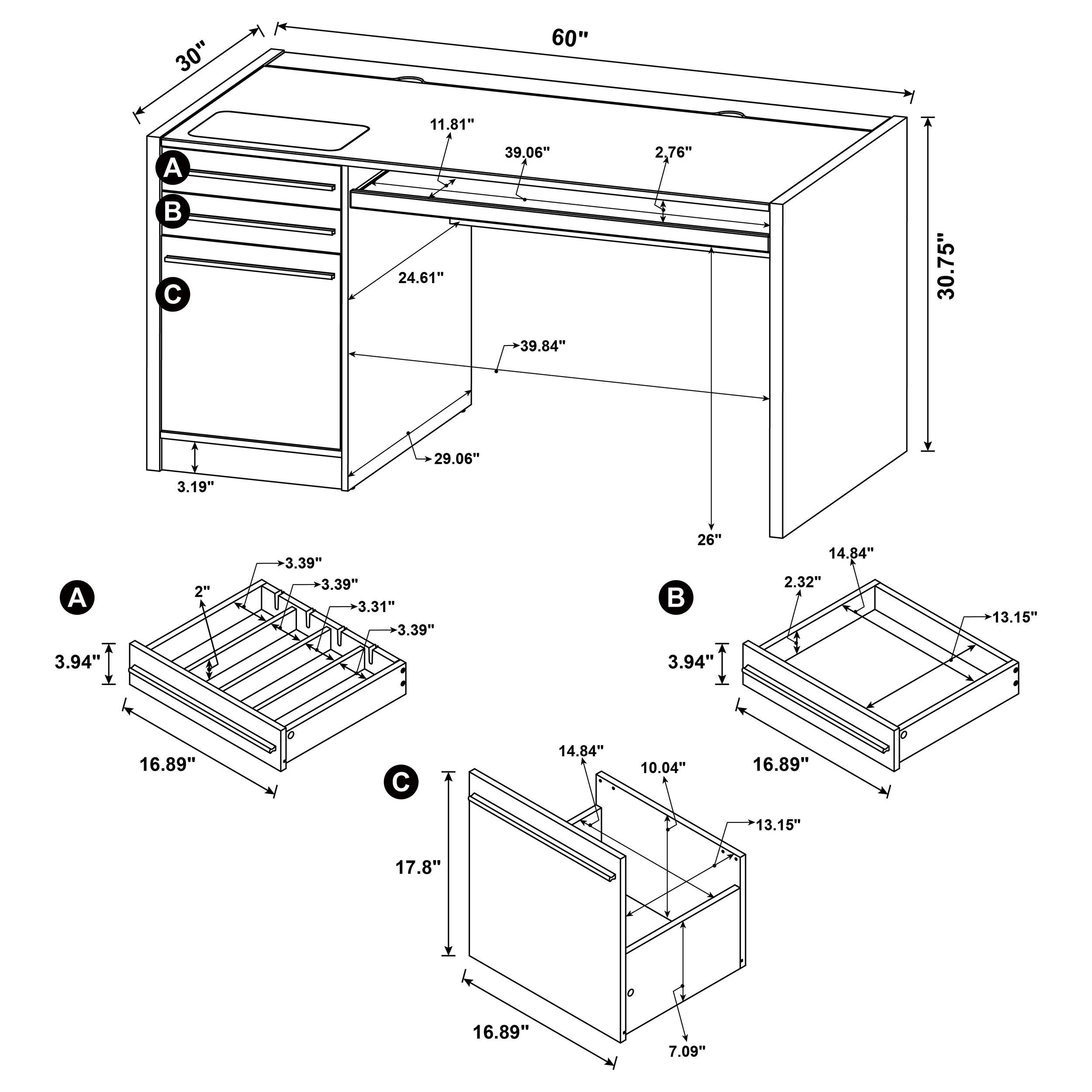 Model: 800982 | Coaster Halston 60-inch 3-drawer Office Computer Desk Cappuccino
