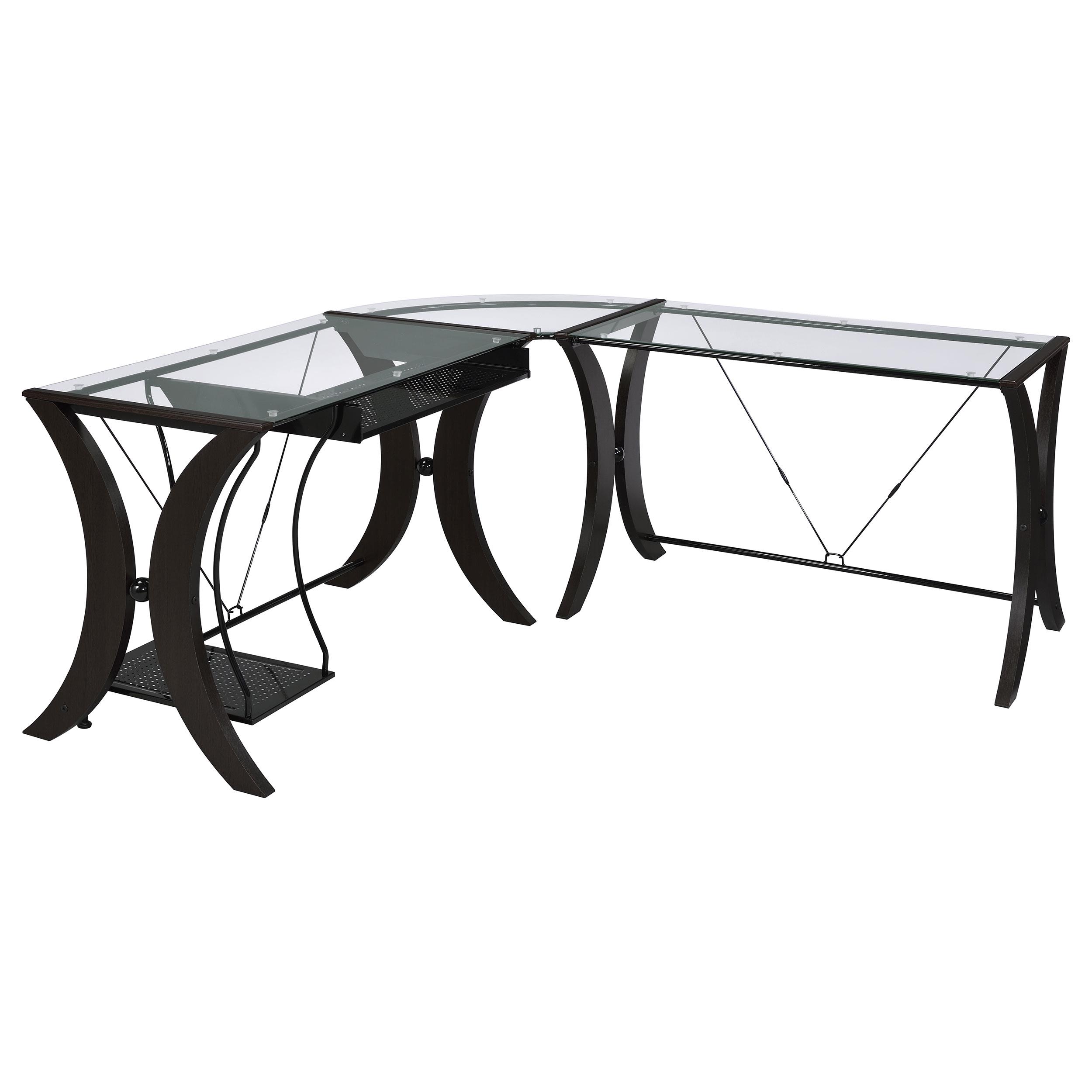 Coaster Monterey 67-inch Glass Top L-Shape Computer Desk Cappuccino