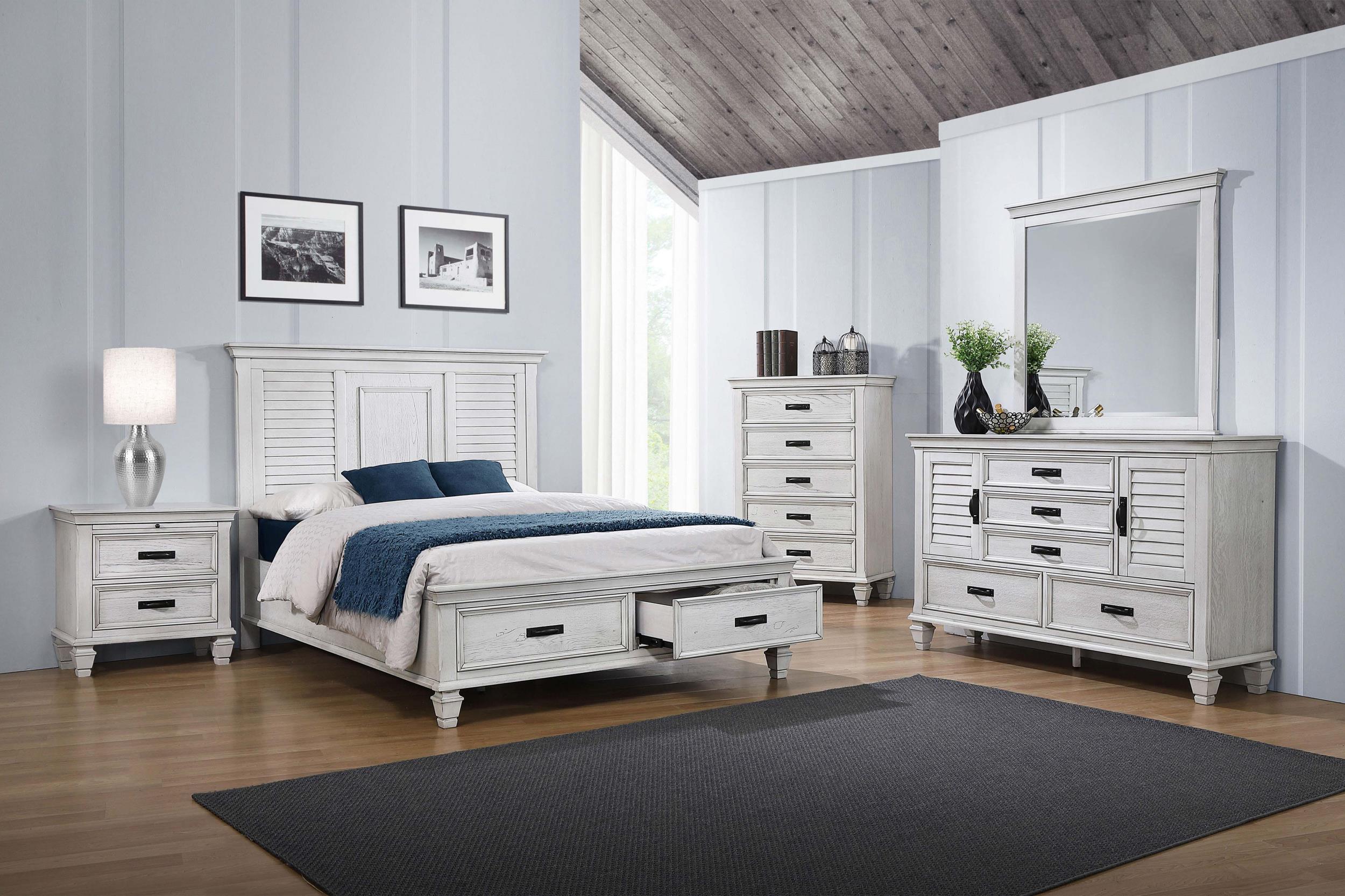 Model: 205332 | Coaster Franco 2-drawer Nightstand Distressed White