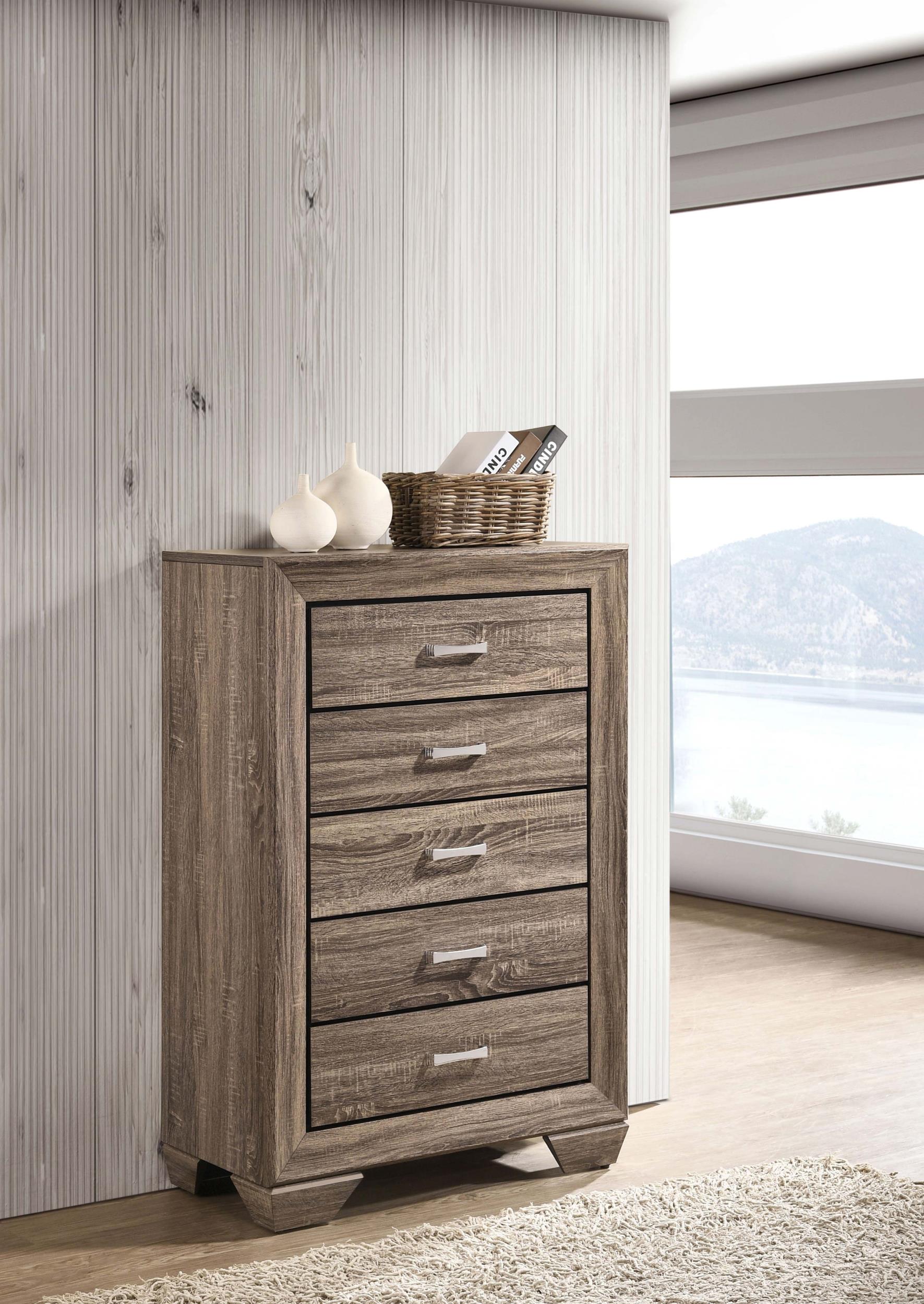 Model: 204195 | Coaster Kauffman 5-drawer Bedroom Chest Washed Taupe